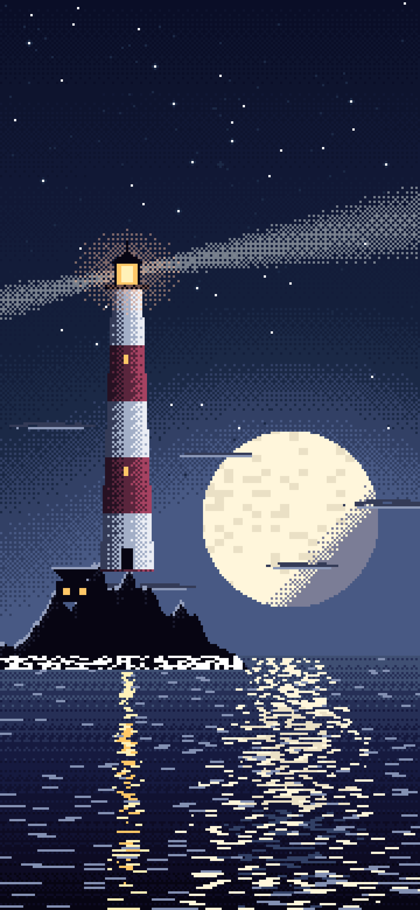 Navy Pixel Art Lighthouse wallpaper for iPhone and Android