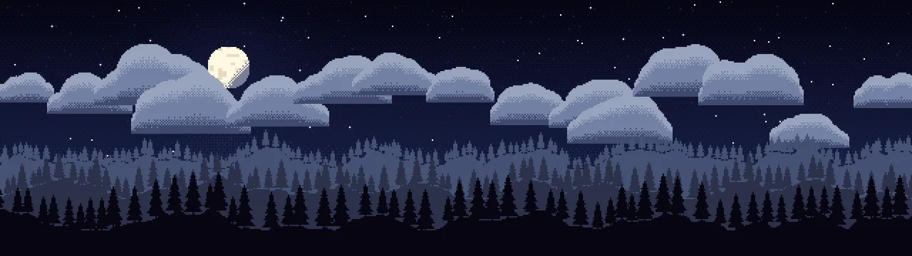 Navy Pixel Art Night Sky dual monitor wallpaper, 7680 × 2160