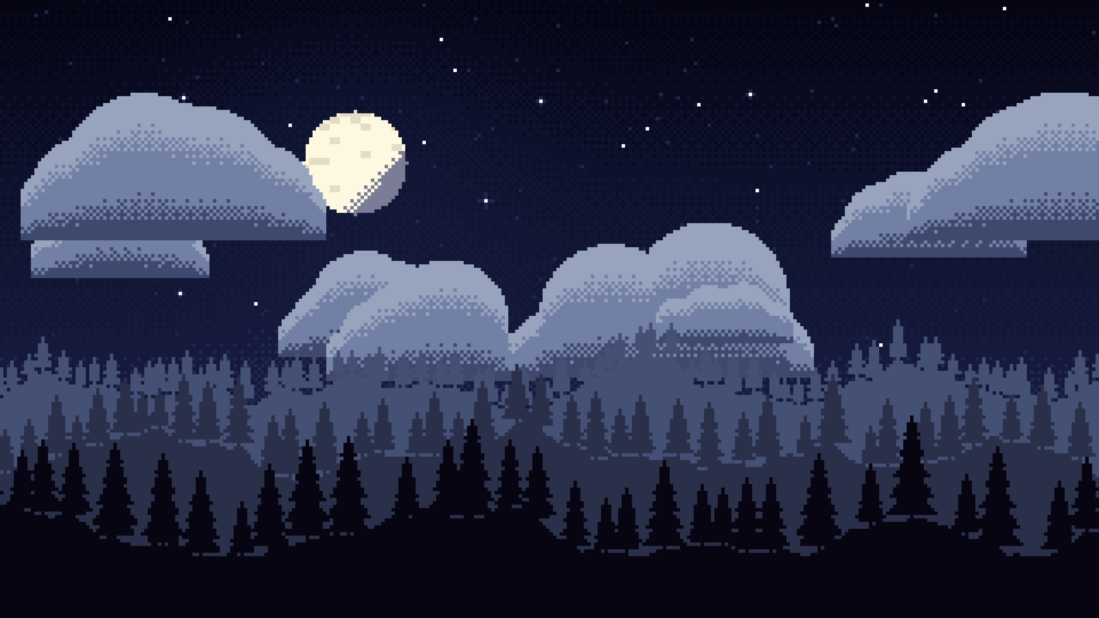 Navy Pixel Art Night Sky desktop wallpaper in 4K