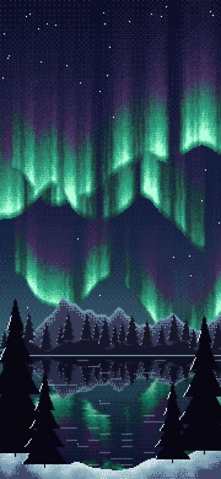 Navy Pixel Art Northern Lights wallpaper for iPhone and Android
