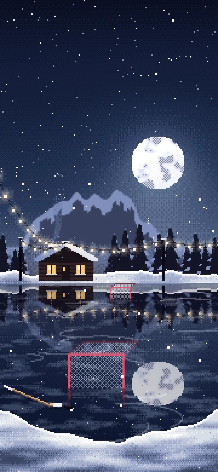 Navy Pixel Art Pond Hockey Rink wallpaper for iPhone and Android