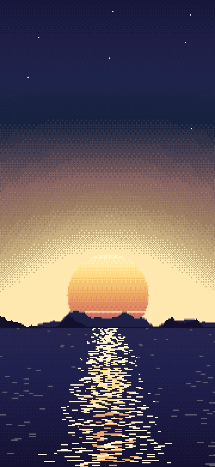 Navy Pixel Art Sunset wallpaper for iPhone and Android