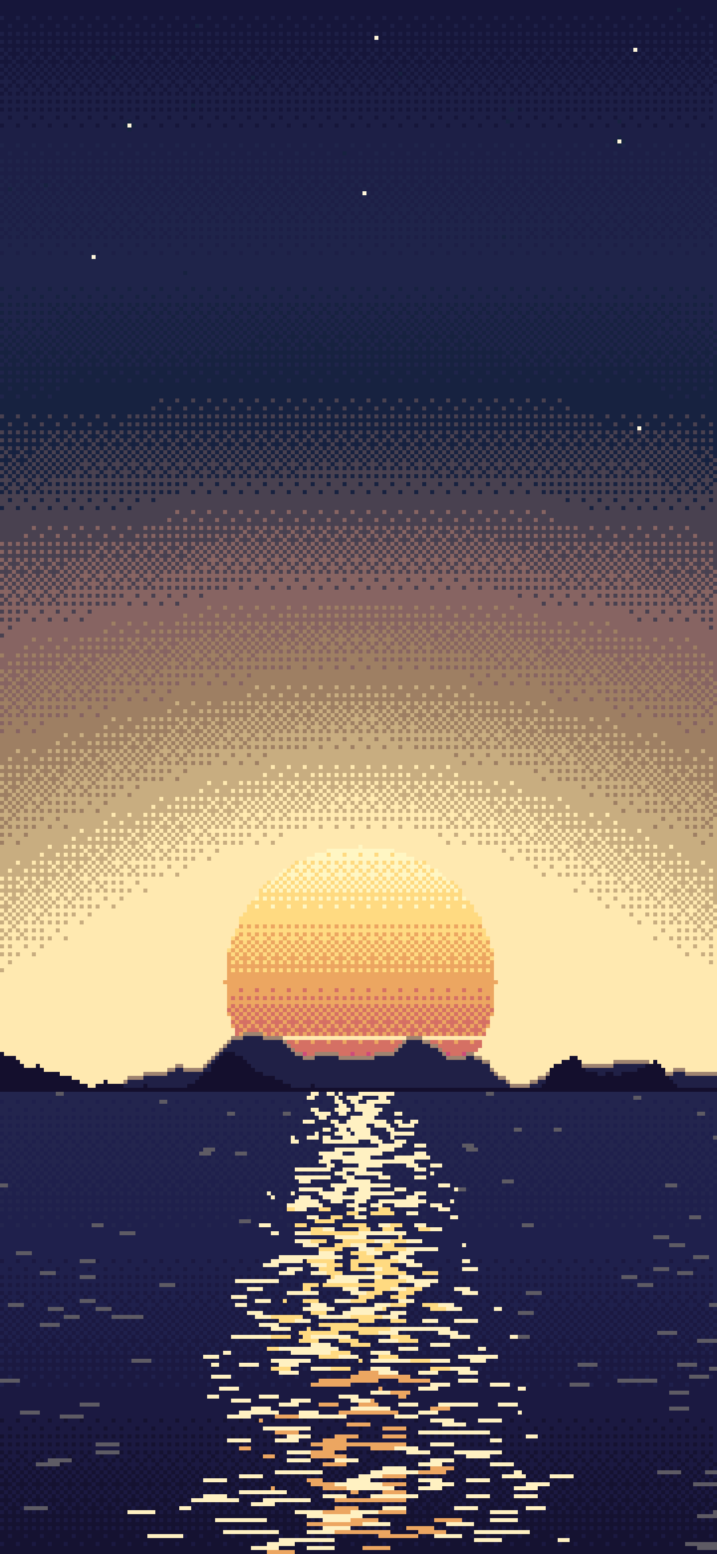 Navy Pixel Art Sunset wallpaper for iPhone and Android