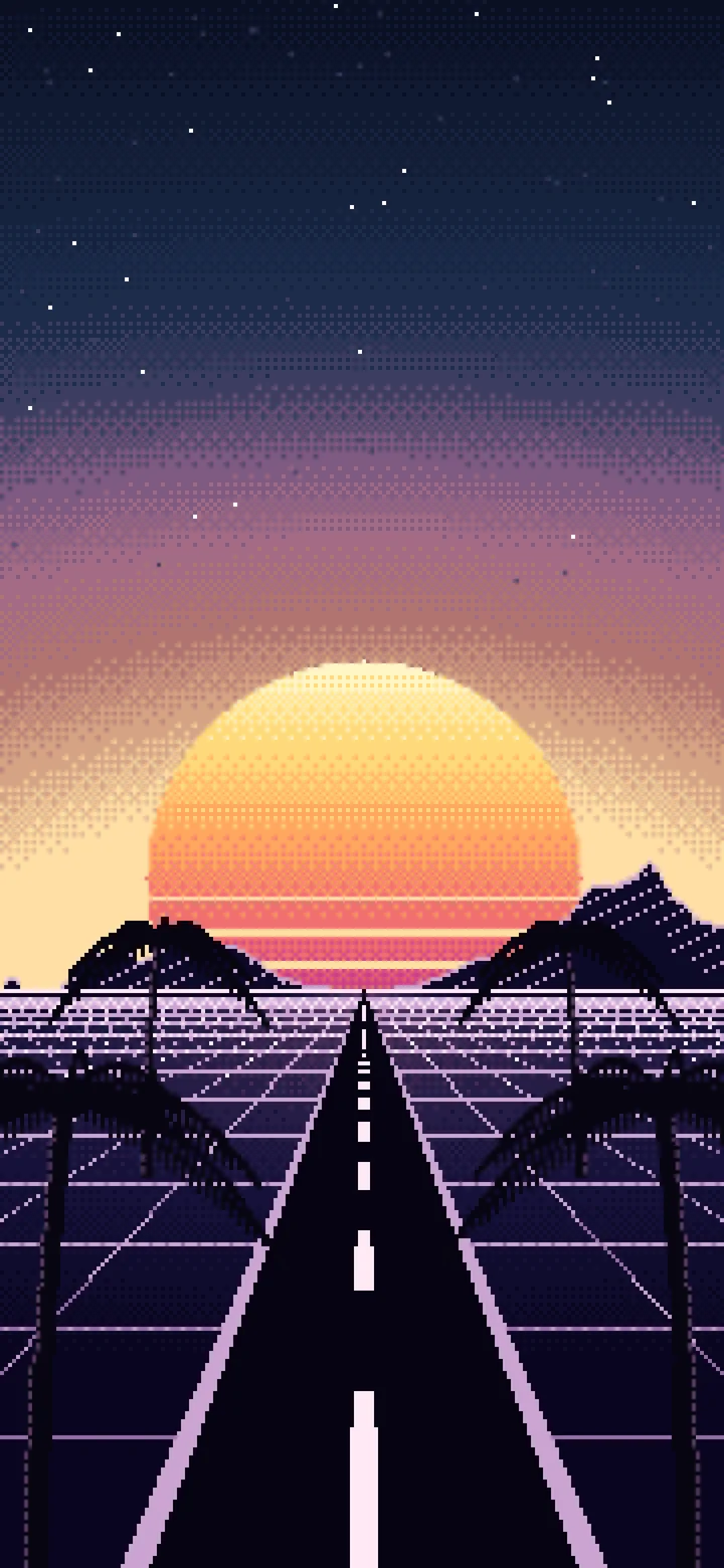 Navy Pixel Art Synthwave wallpaper for iPhone and Android