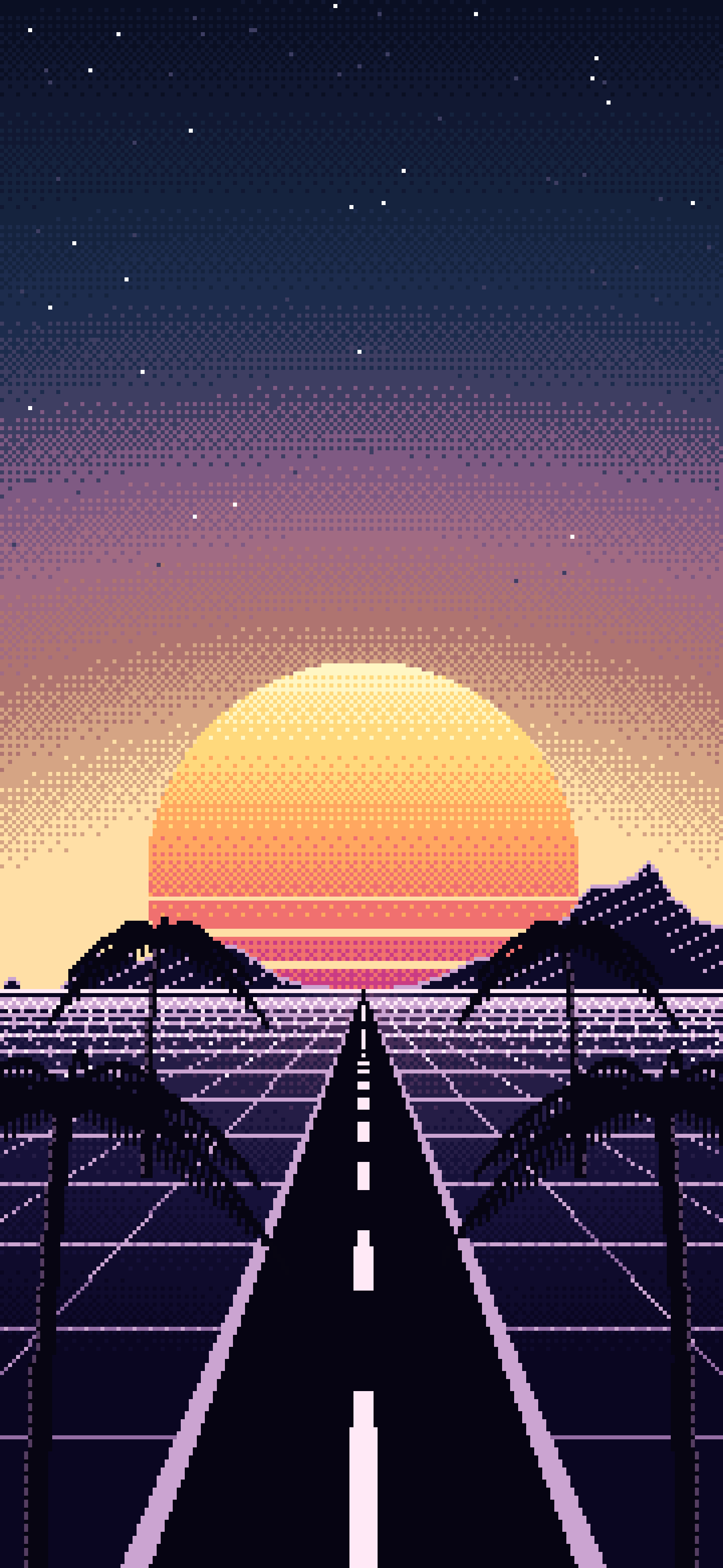 Navy Pixel Art Synthwave wallpaper for iPhone and Android