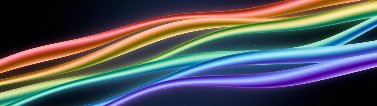 Navy Rainbow Waves dual monitor wallpaper, 7680 × 2160
