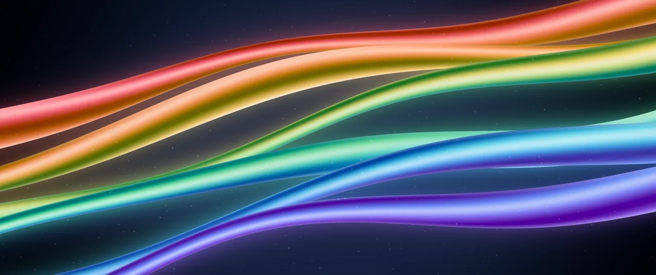 Navy Rainbow Waves ultrawide wallpaper, 3440 × 1440