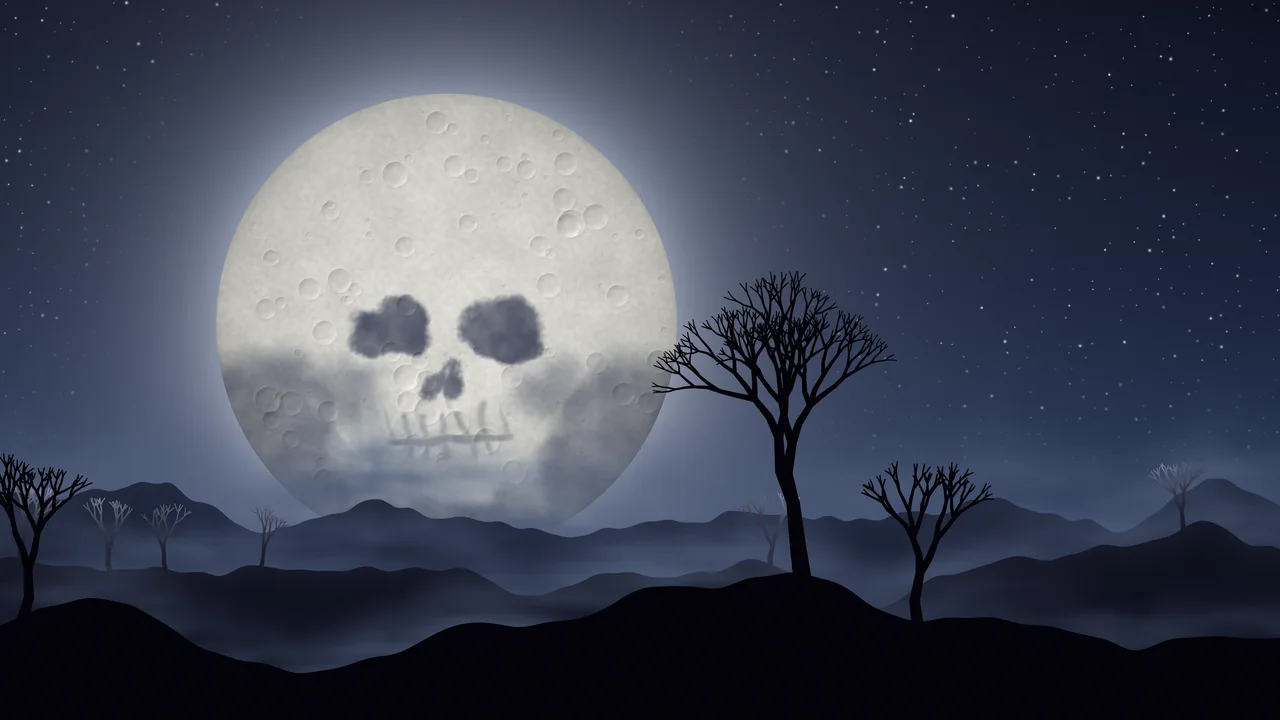 Navy Skull Moon desktop wallpaper in 4K