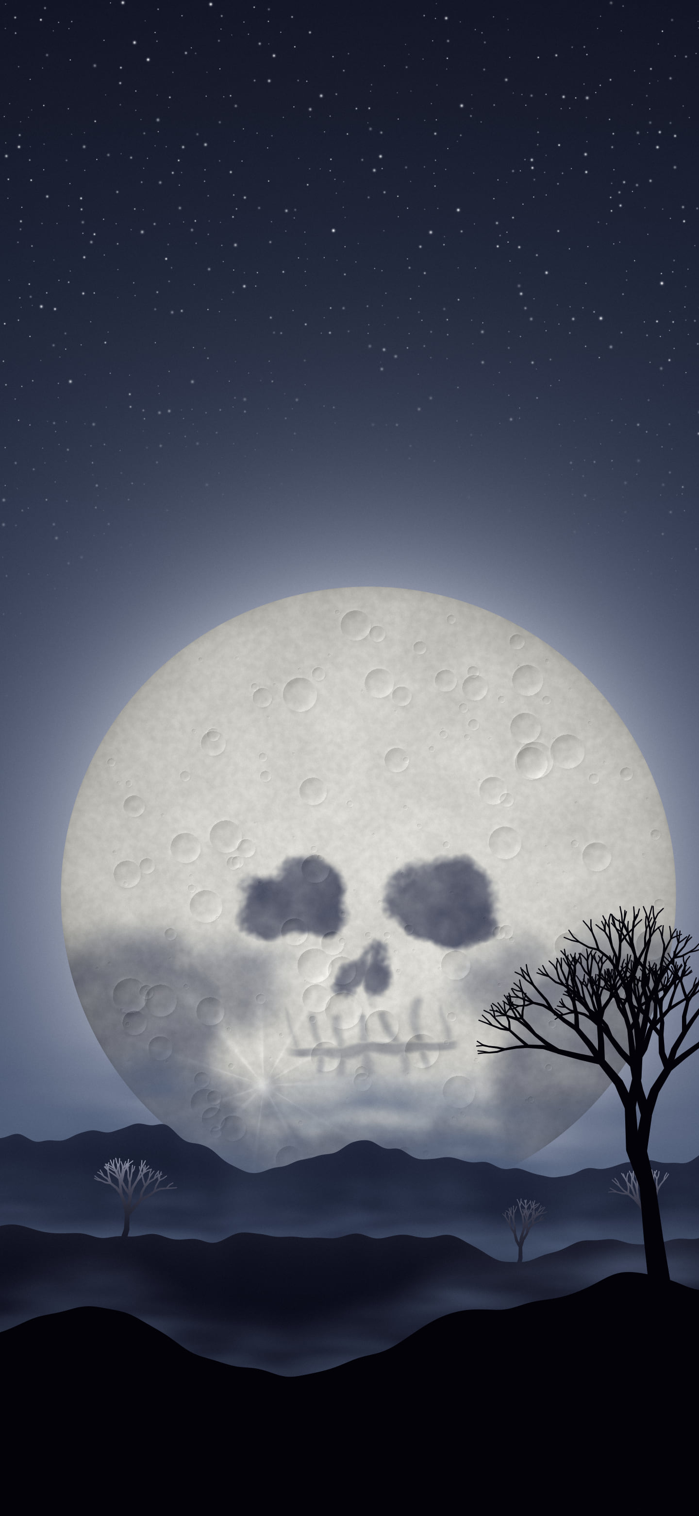 Navy Skull Moon wallpaper for iPhone and Android