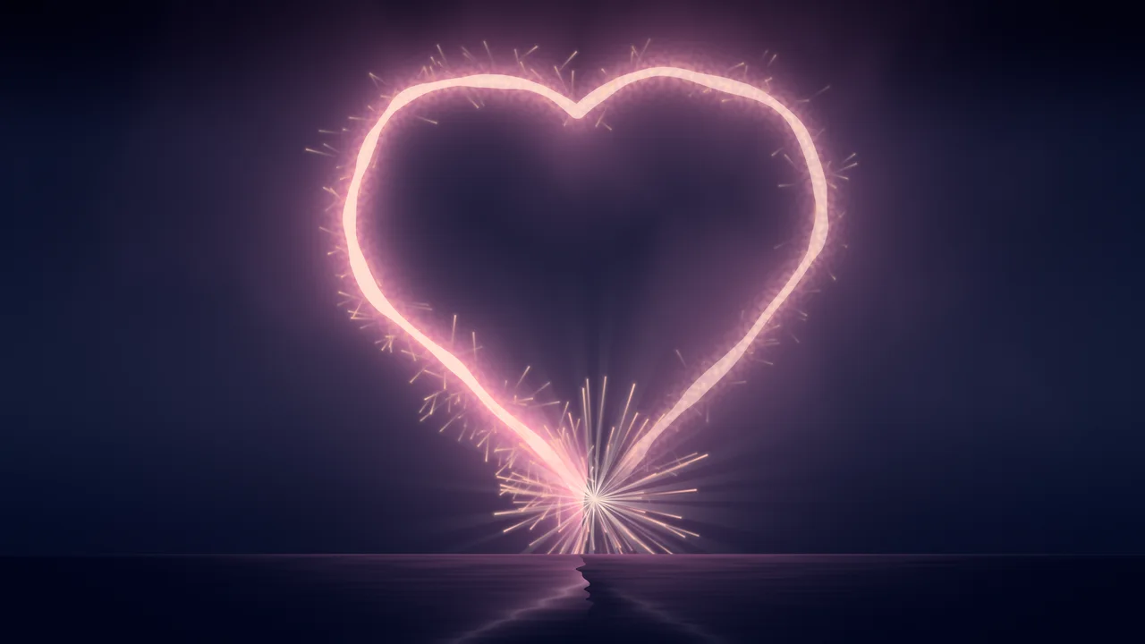 Navy Sparkler Heart desktop wallpaper in 4K