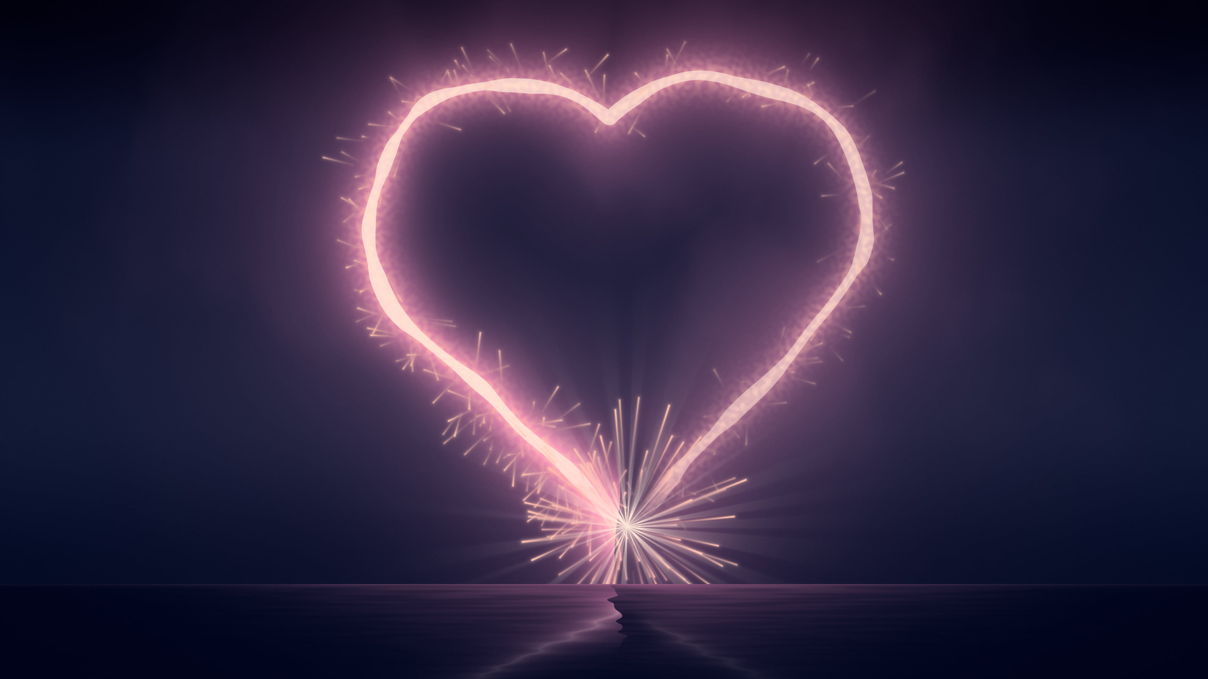 Navy Sparkler Heart desktop wallpaper in 4K