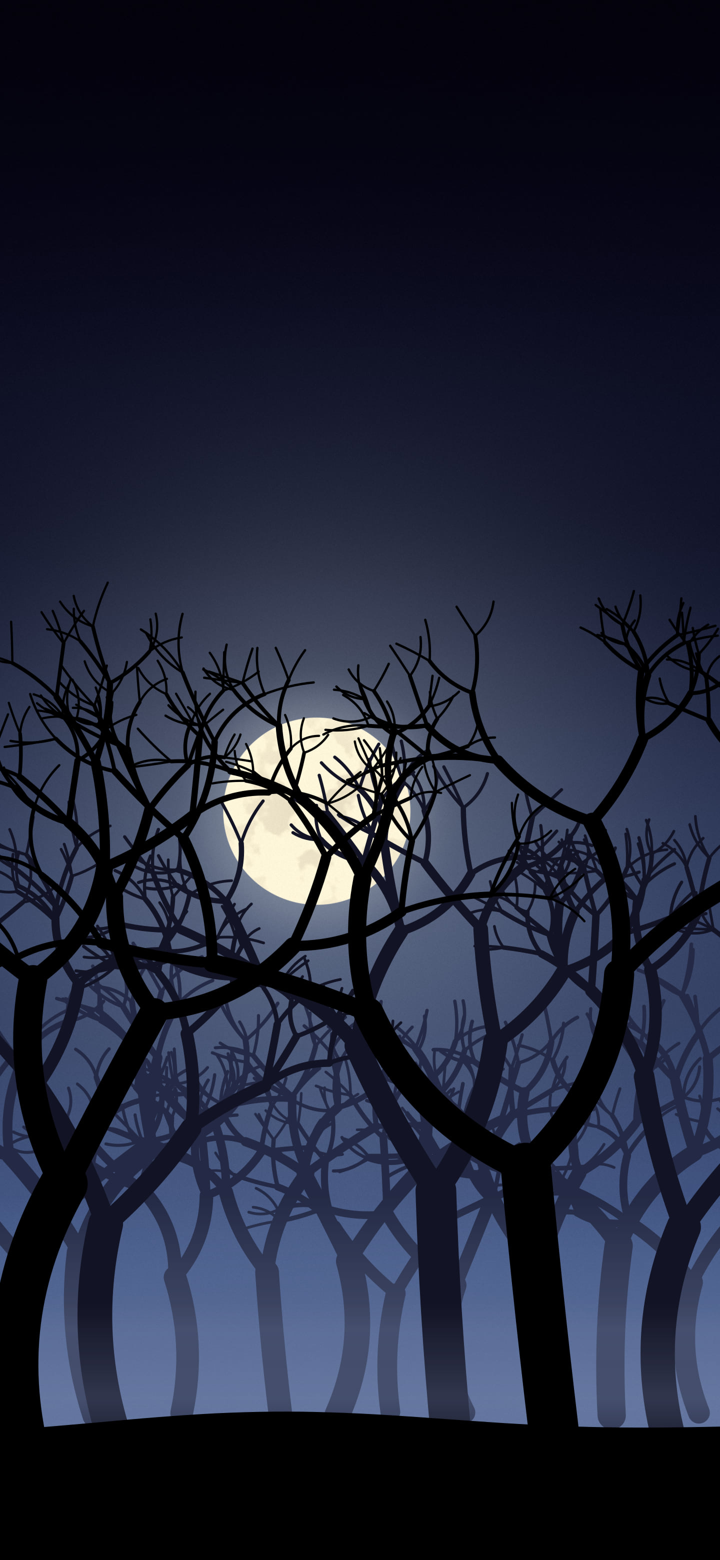 Navy Spooky Forest wallpaper for iPhone and Android