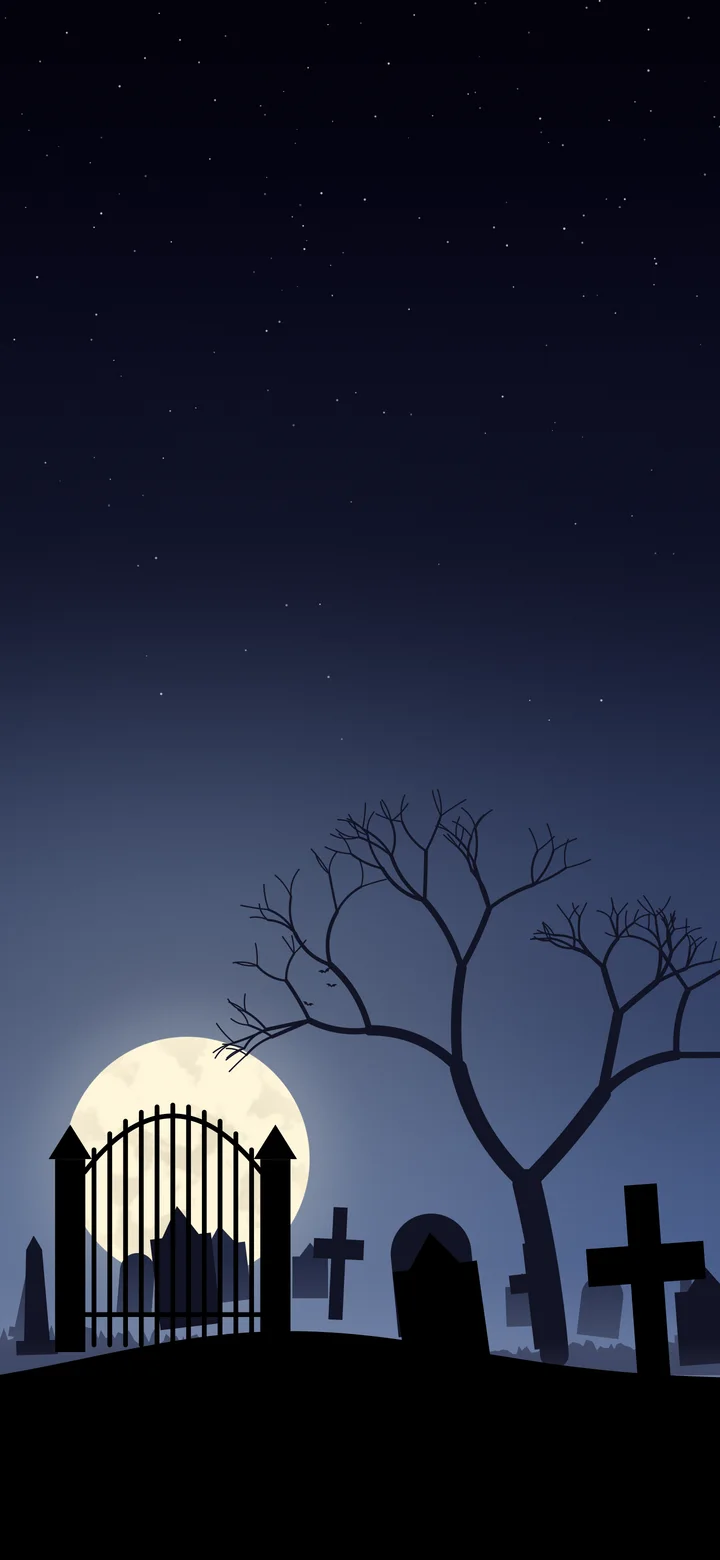 Navy Spooky Graveyard wallpaper for iPhone and Android