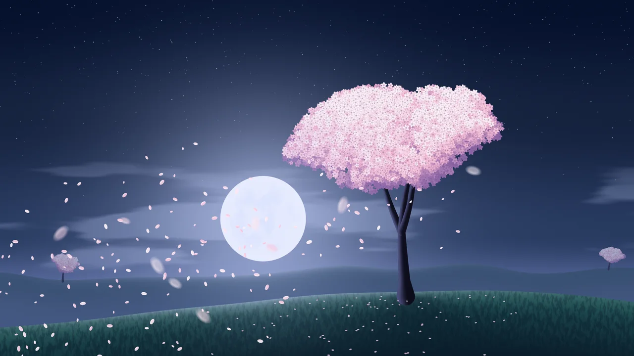 Navy Spring Blossom Tree desktop wallpaper in 4K