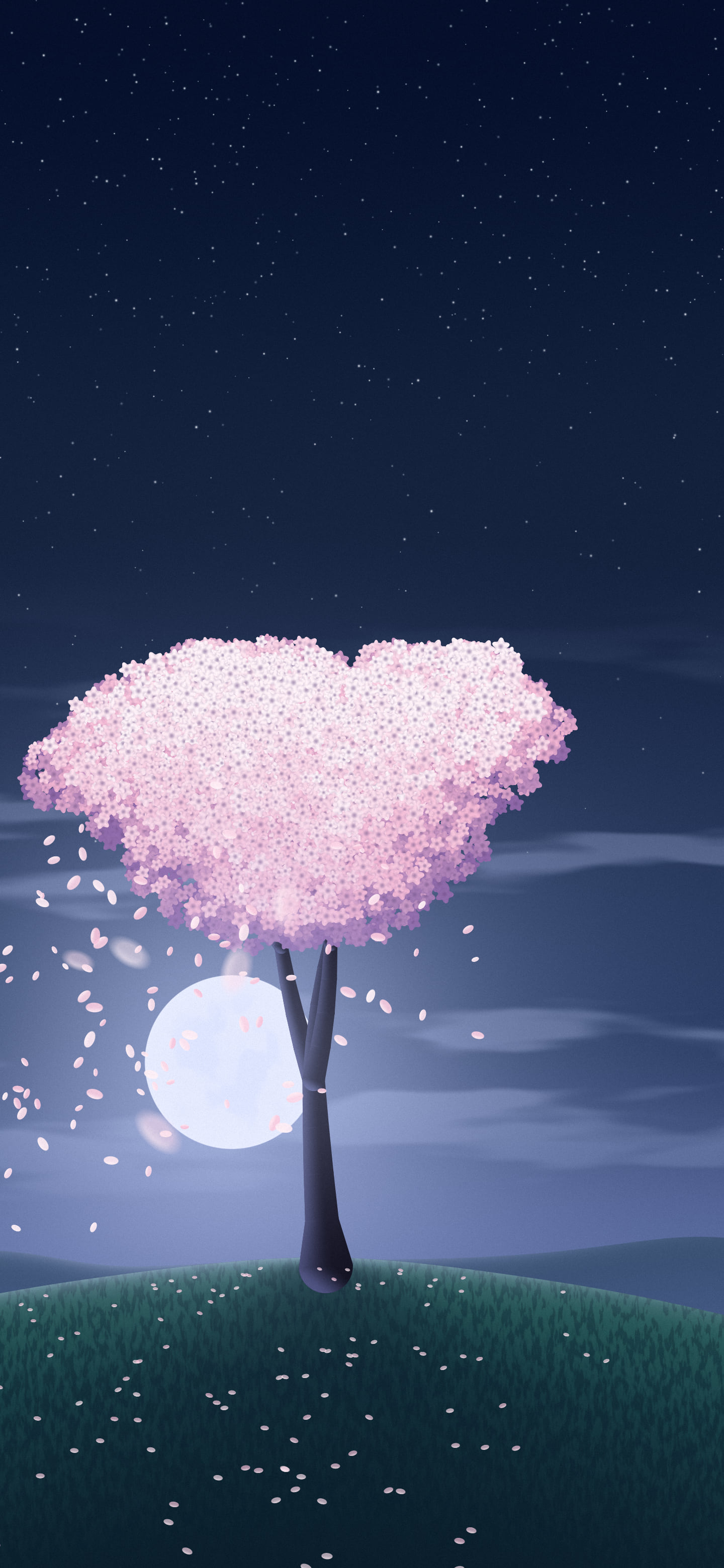 Navy Spring Blossom Tree wallpaper for iPhone and Android