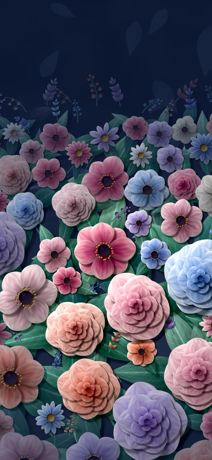 Navy Vintage Floral Pattern wallpaper for iPhone and Android