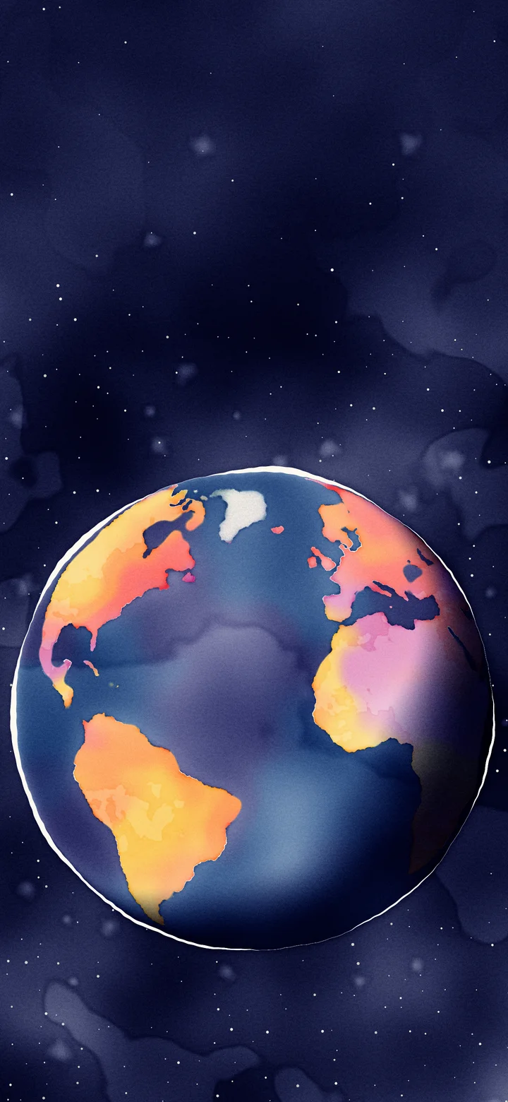 Navy Watercolor Globe wallpaper for iPhone and Android