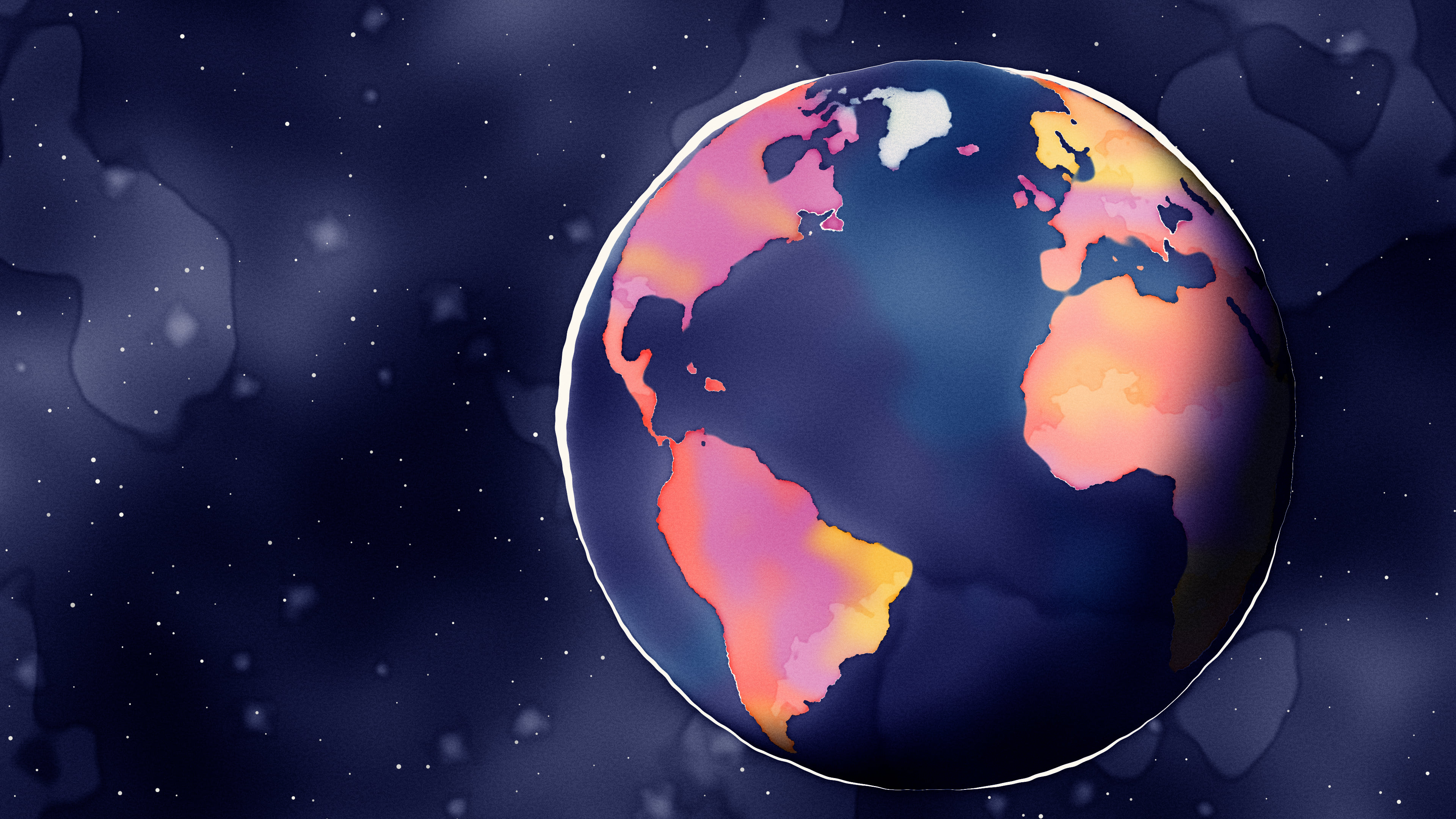 Navy Watercolor Globe desktop wallpaper in 4K