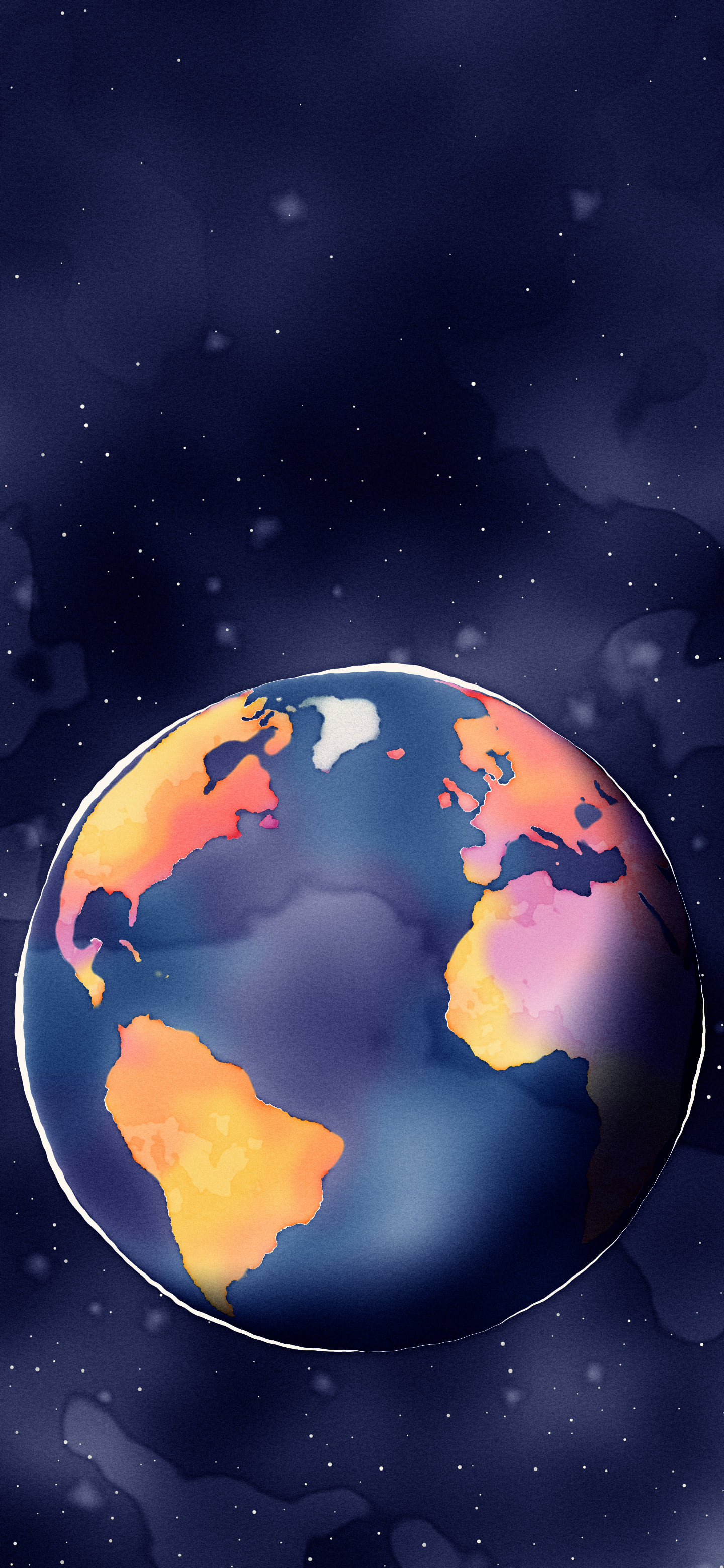 Navy Watercolor Globe wallpaper for iPhone and Android