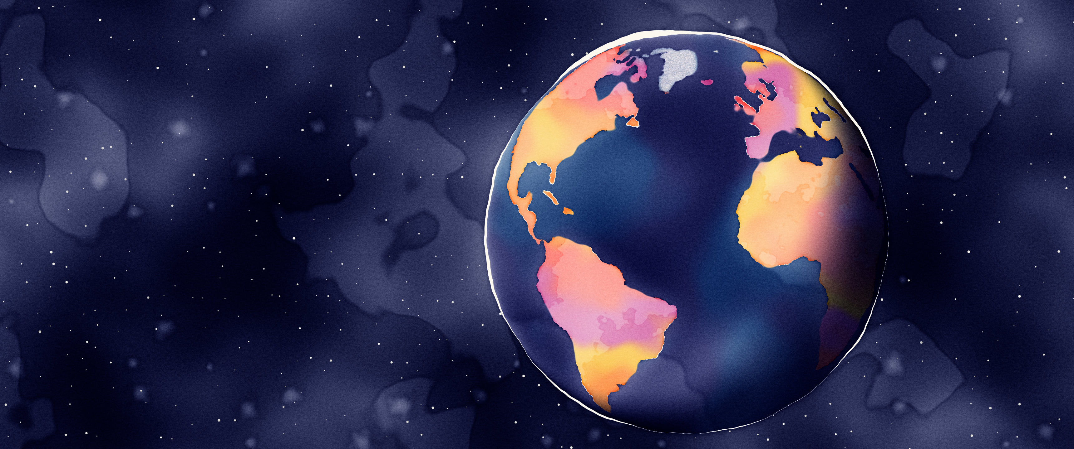 Navy Watercolor Globe ultrawide wallpaper, 3440 × 1440