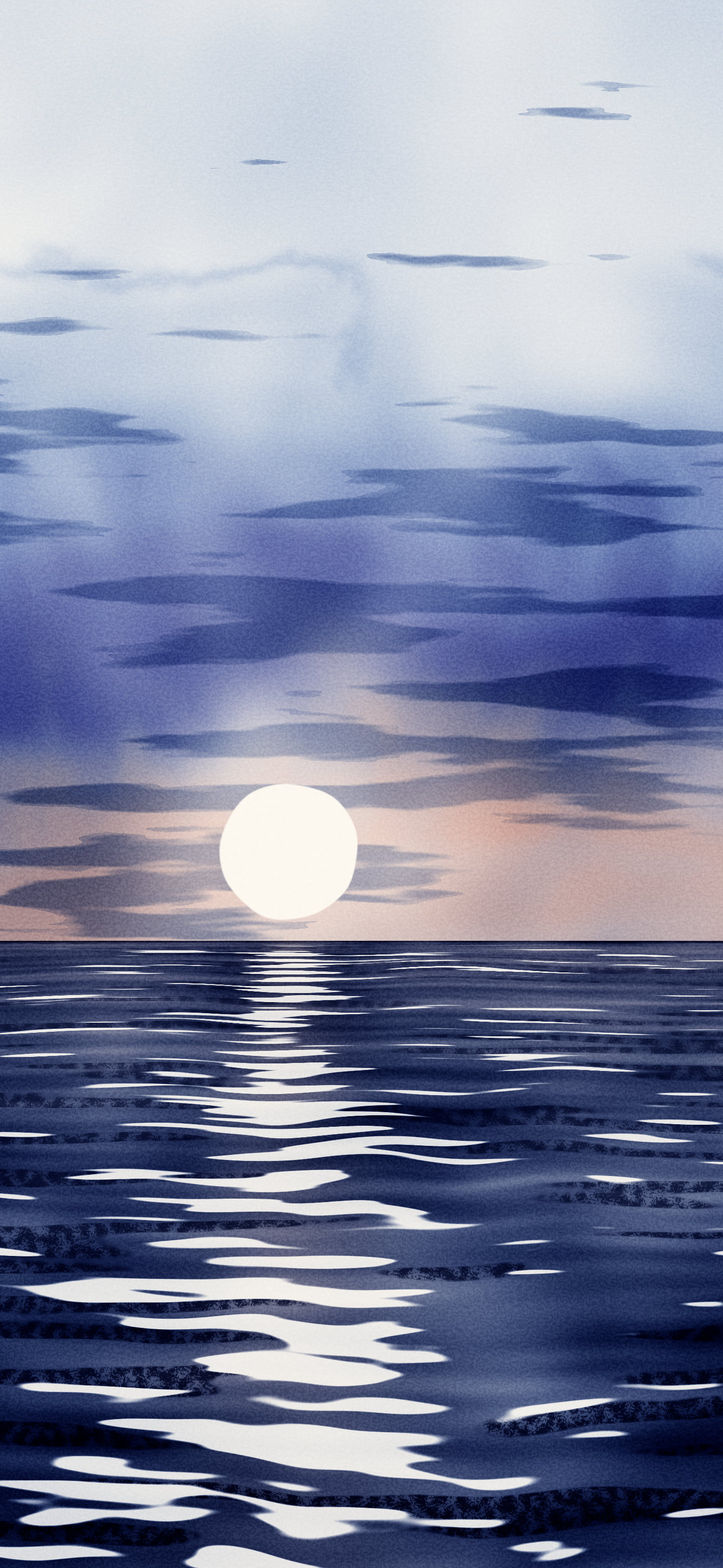 Navy Watercolor Ocean Sunset wallpaper for iPhone and Android