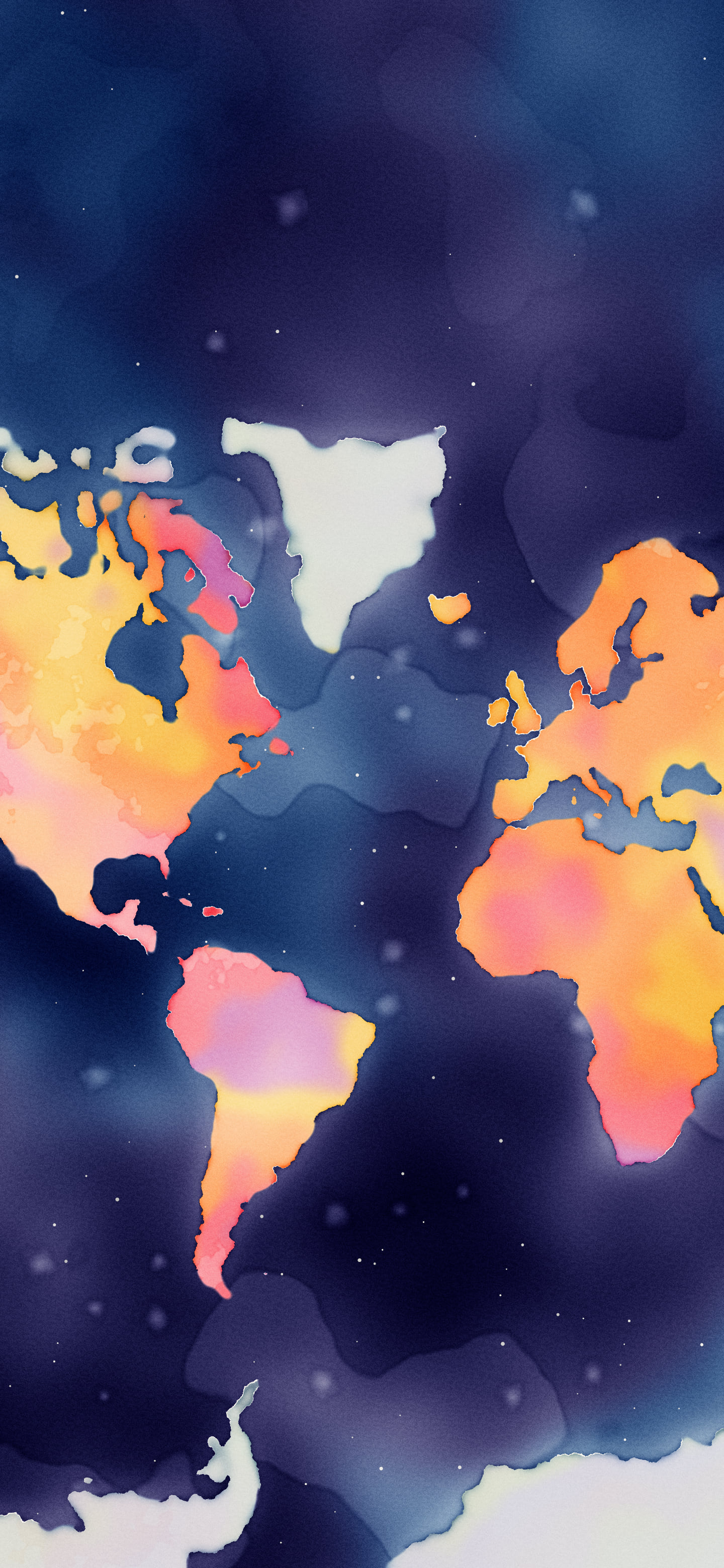 Navy Watercolor World Map wallpaper for iPhone and Android