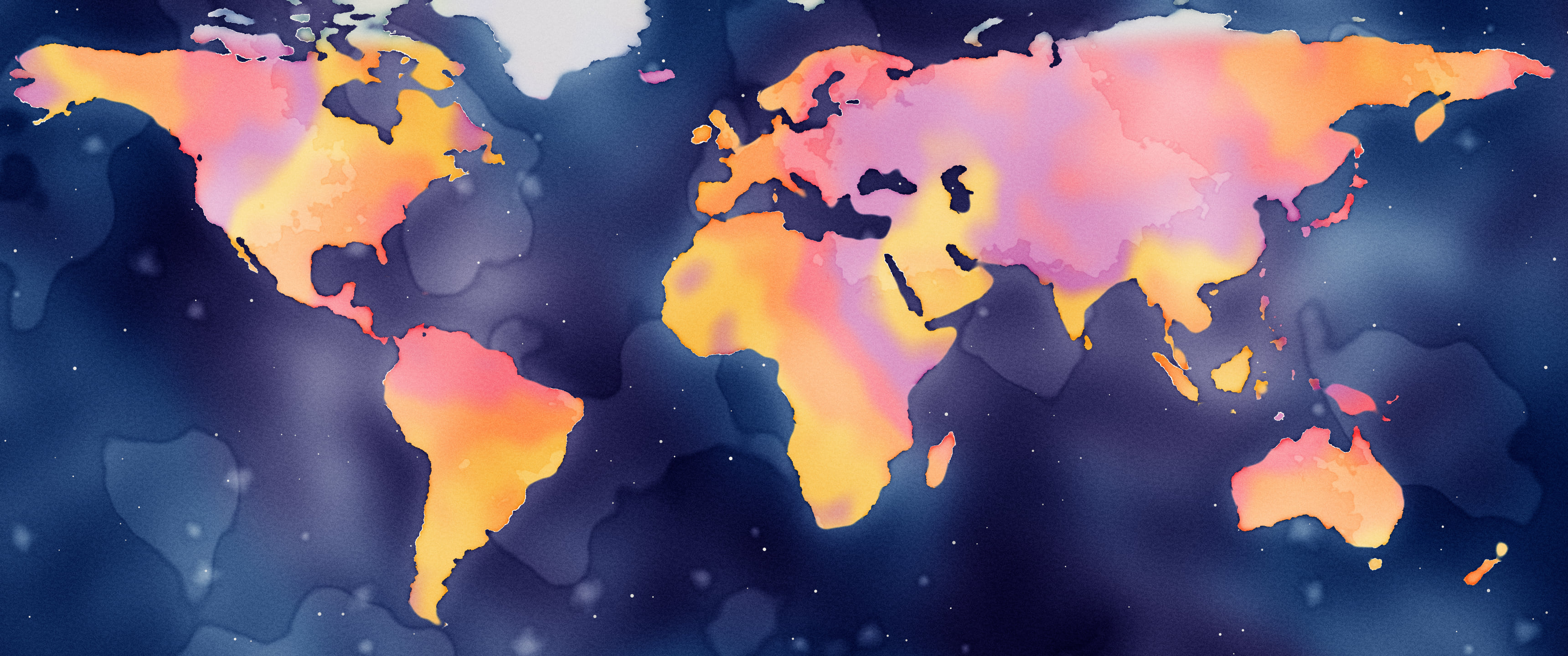 Navy Watercolor World Map ultrawide wallpaper, 3440 × 1440