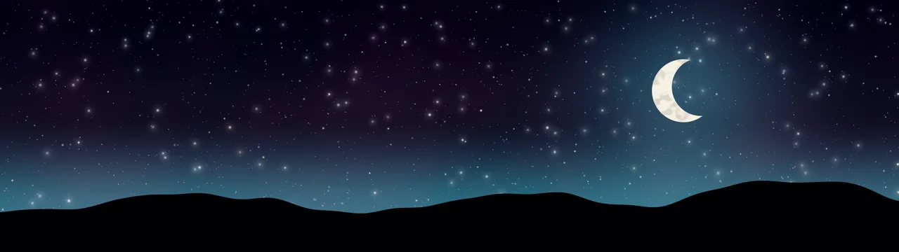 Neon Cyber Moon and Stars Night Sky dual monitor wallpaper, 7680 × 2160