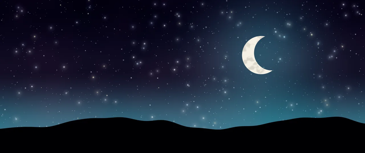 Neon Cyber Moon and Stars Night Sky ultrawide wallpaper, 3440 × 1440
