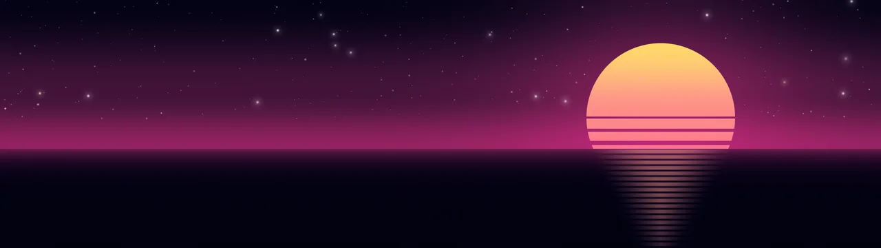 Neon Cyber Retro Striped Sun dual monitor wallpaper, 7680 × 2160