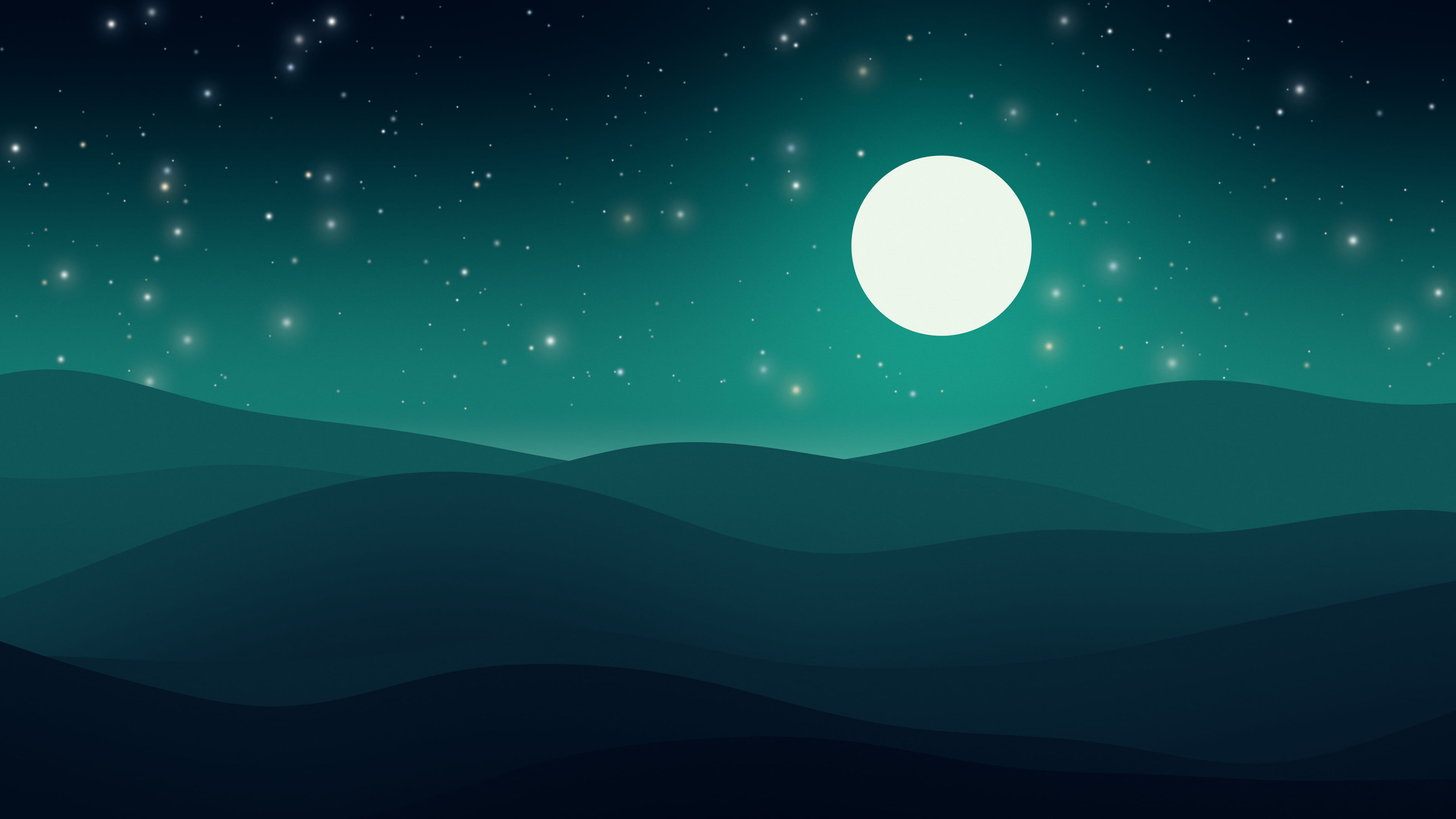 Northern Lights Minimalist Desert Dunes desktop wallpaper in 4K