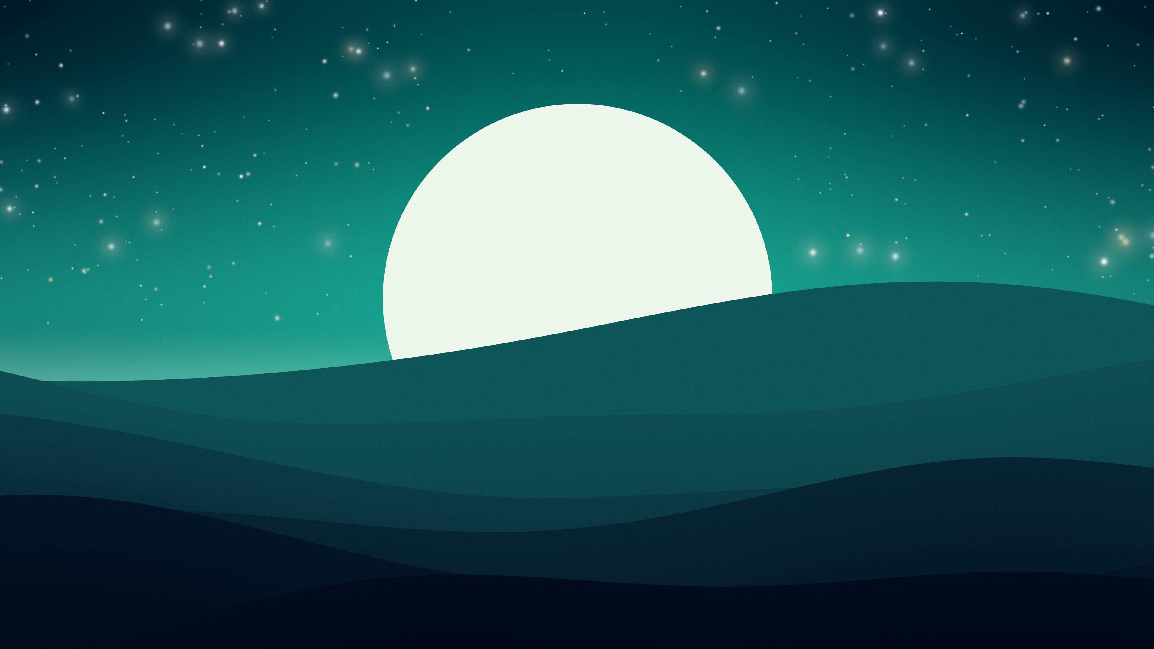 Northern Lights Minimalist Sunset Hills desktop wallpaper in 4K