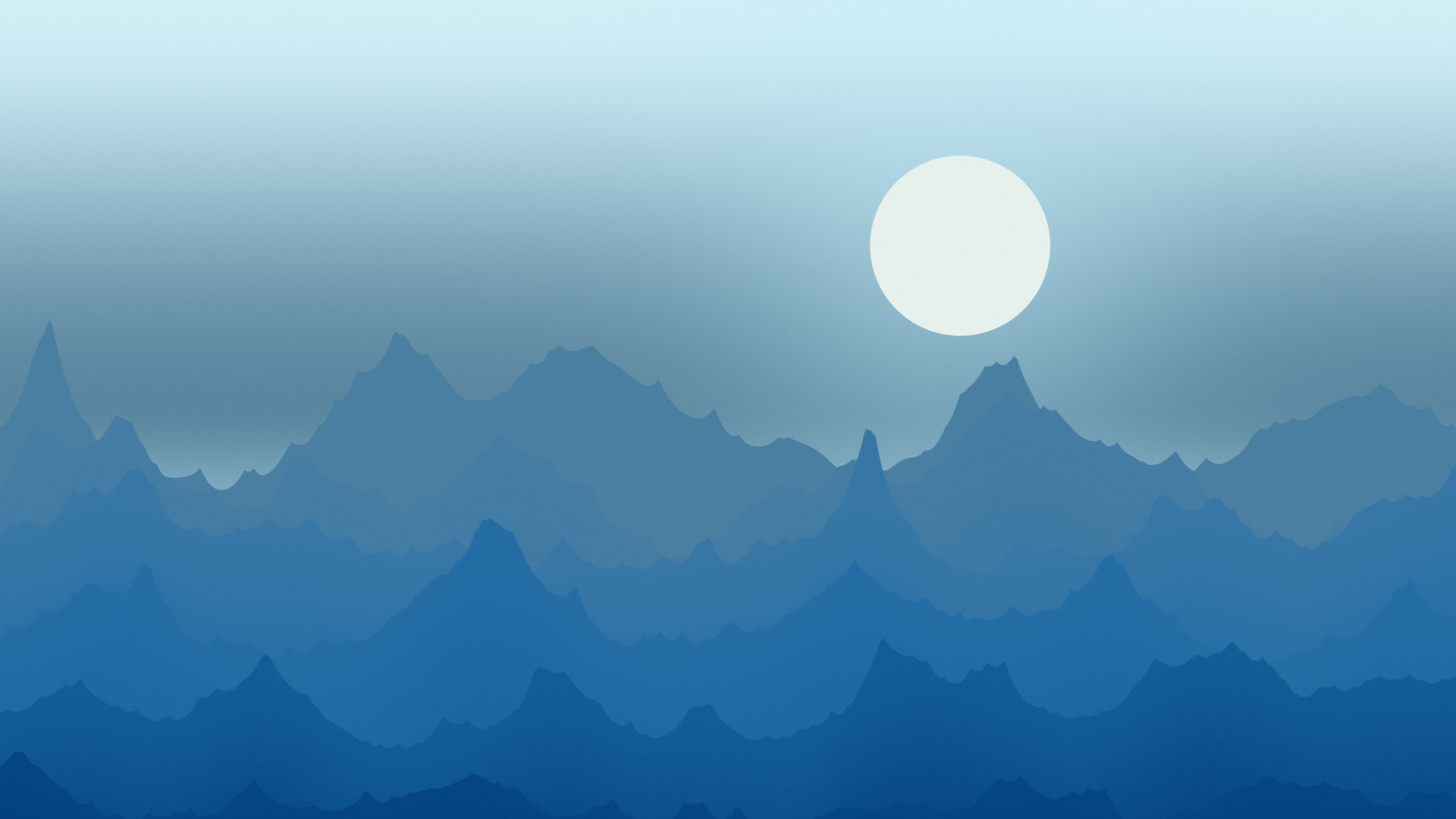 Ocean Blue Minimalist Mountain Landscape desktop wallpaper in 4K