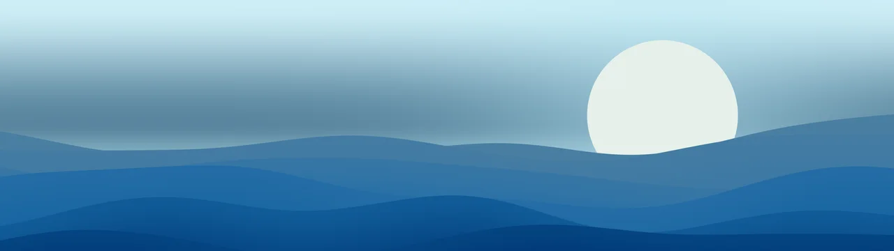 Ocean Blue Minimalist Sunset Hills dual monitor wallpaper, 7680 × 2160