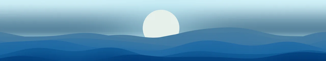 Ocean Blue Minimalist Sunset Hills triple monitor wallpaper, 7680 × 1440