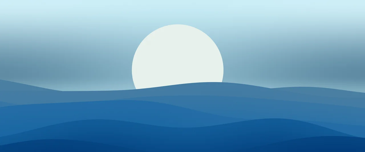 Ocean Blue Minimalist Sunset Hills ultrawide wallpaper, 3440 × 1440