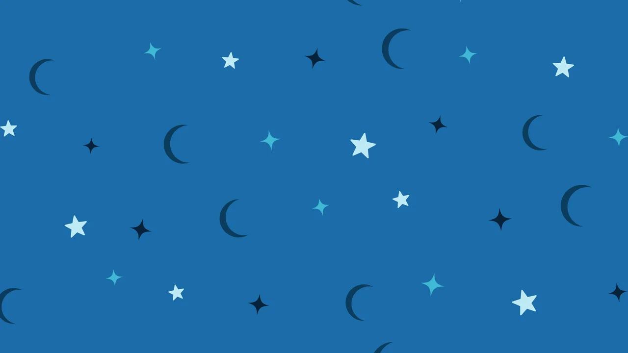Ocean Blue Moon and Stars Pattern desktop wallpaper in 4K
