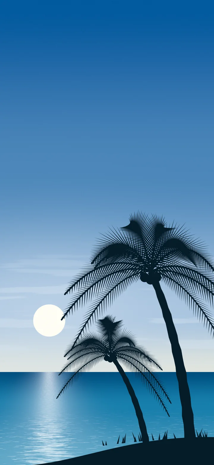 Ocean Blue Palm Tree Beach wallpaper for iPhone and Android