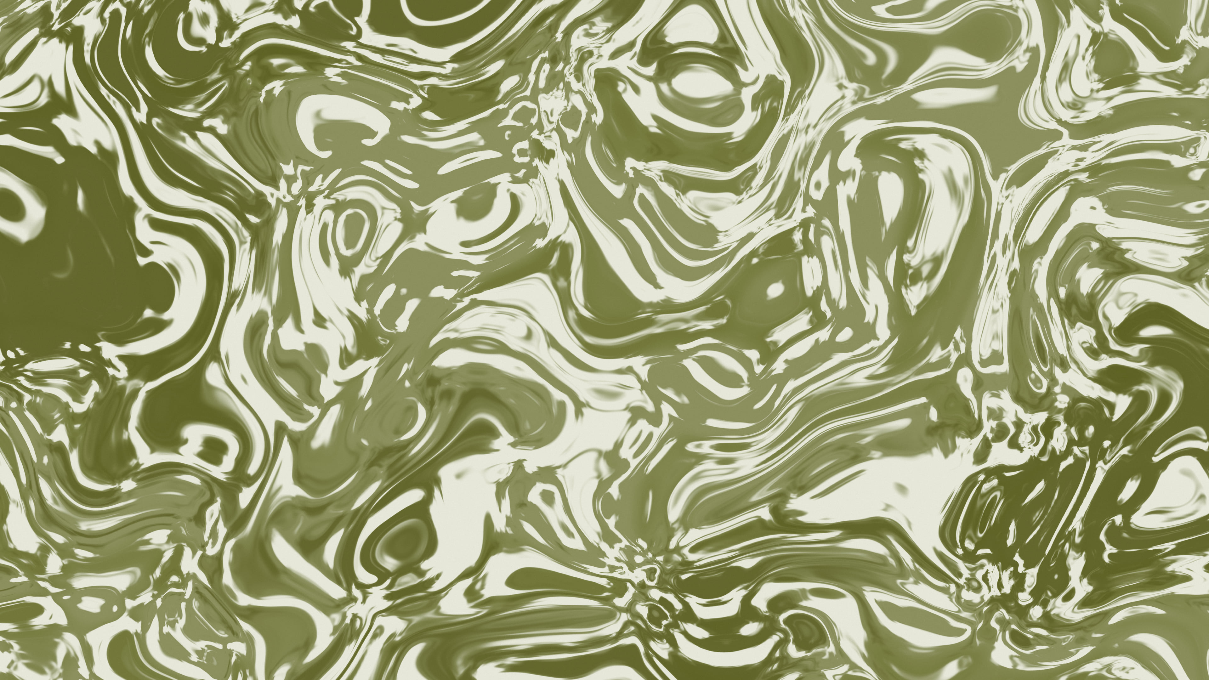 Olive and Cream Liquid Marble desktop wallpaper in 4K