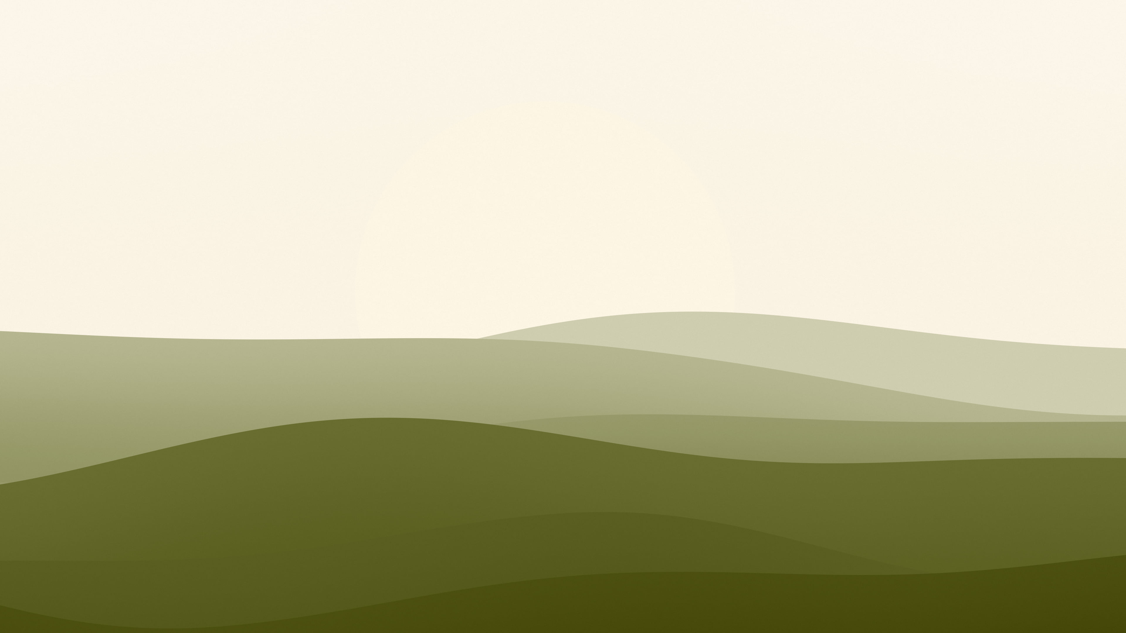 Olive and Cream Minimalist Sunset Hills desktop wallpaper in 4K