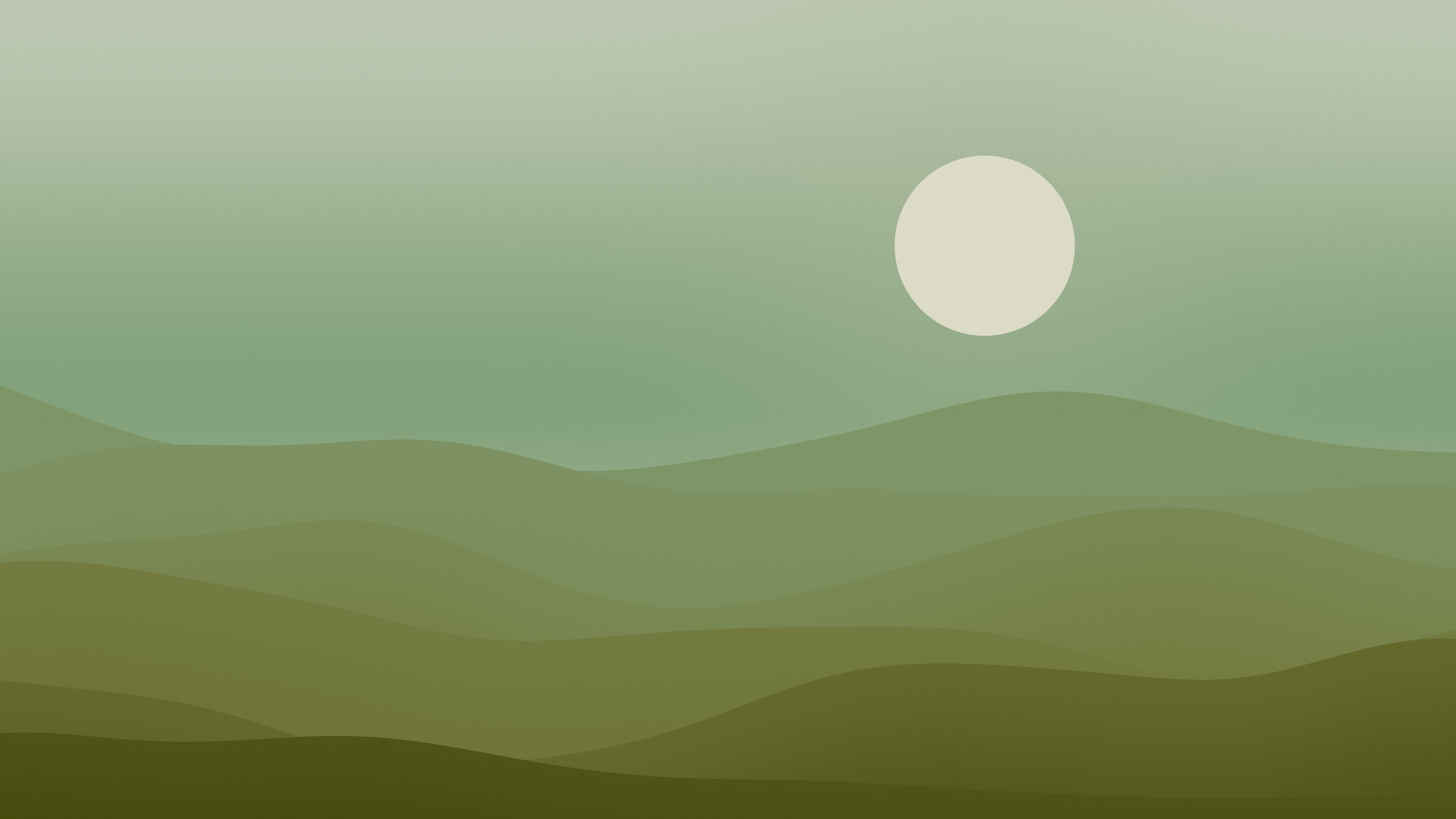 Olive Minimalist Desert Dunes desktop wallpaper in 4K