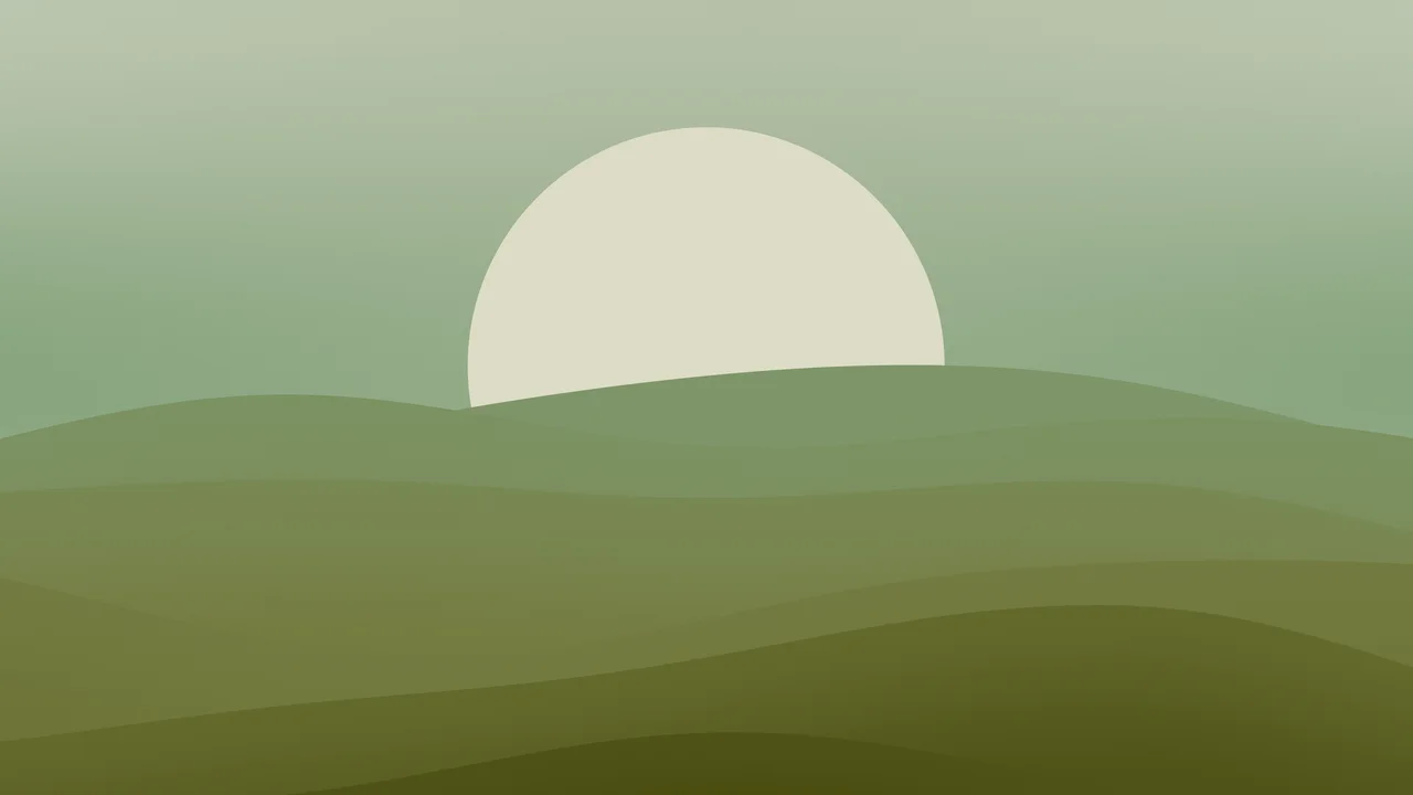 Olive Minimalist Sunset Hills desktop wallpaper in 4K
