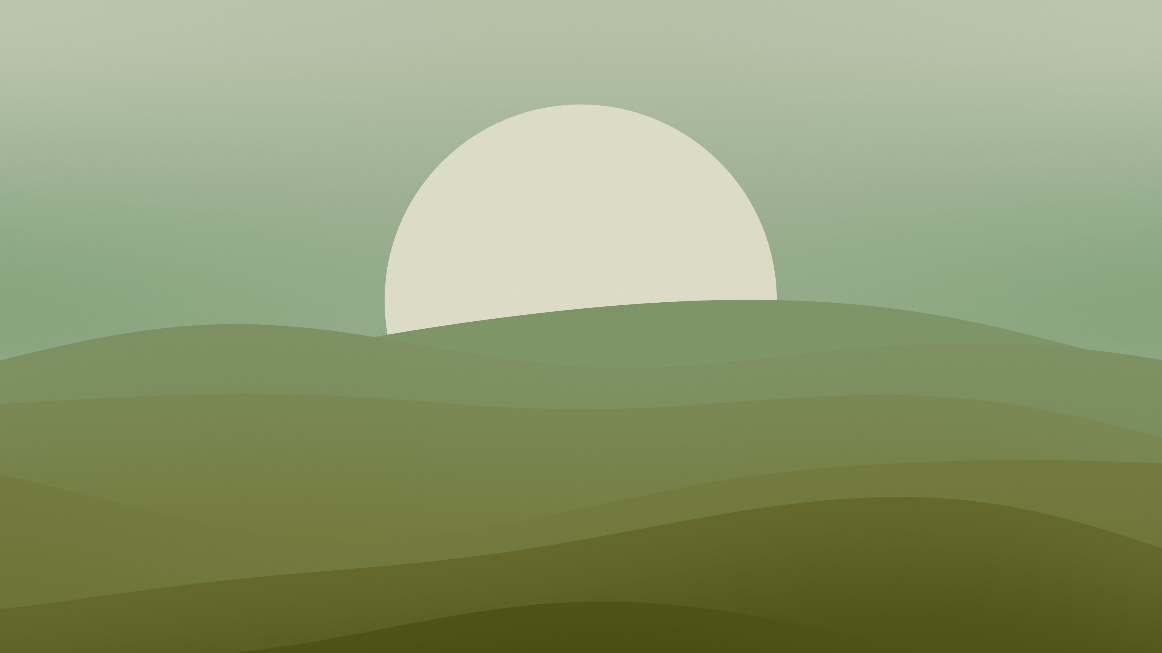Olive Minimalist Sunset Hills desktop wallpaper in 4K