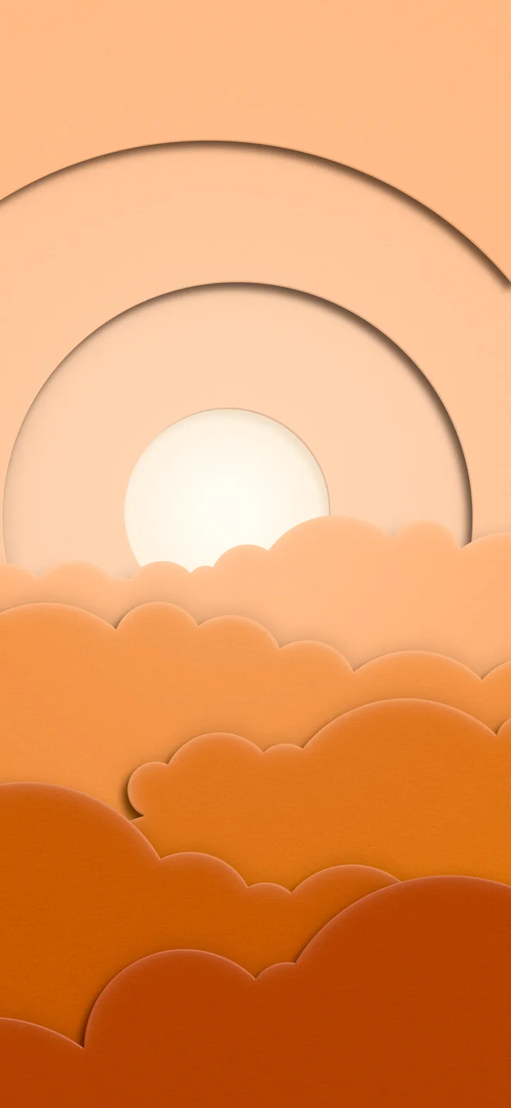 Orange 3D Paper Cut Clouds wallpaper for iPhone and Android
