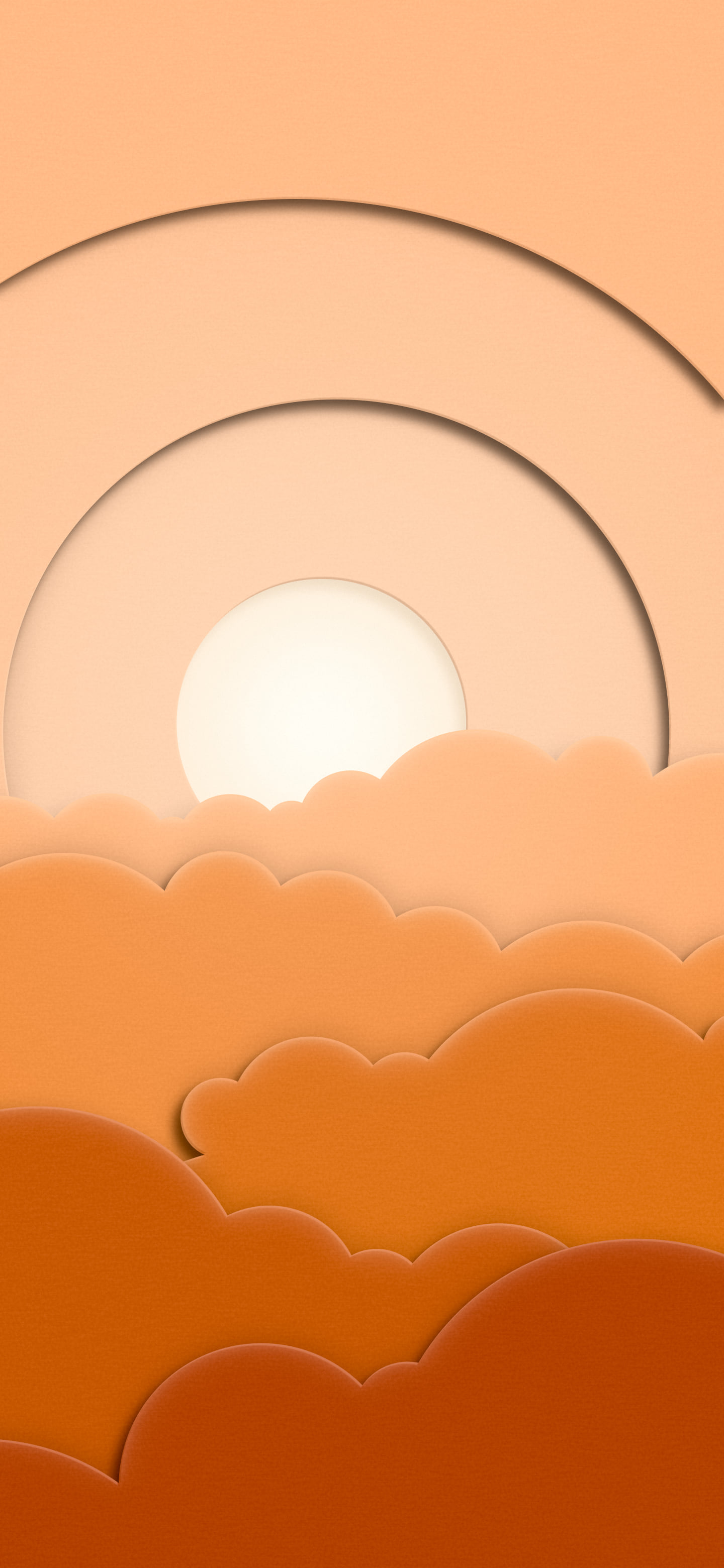 Orange 3D Paper Cut Clouds wallpaper for iPhone and Android