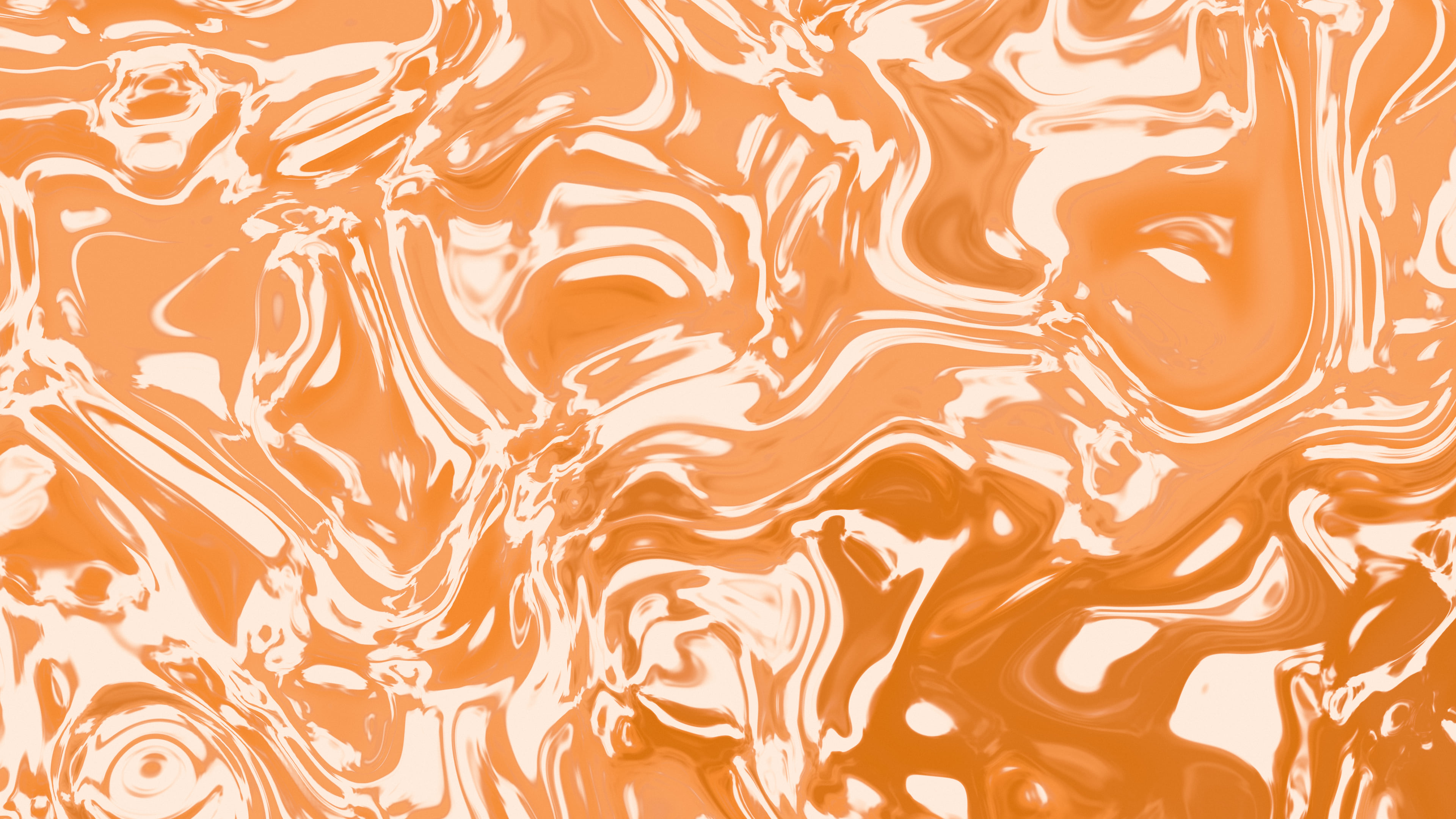 Orange and Cream Liquid Marble desktop wallpaper in 4K