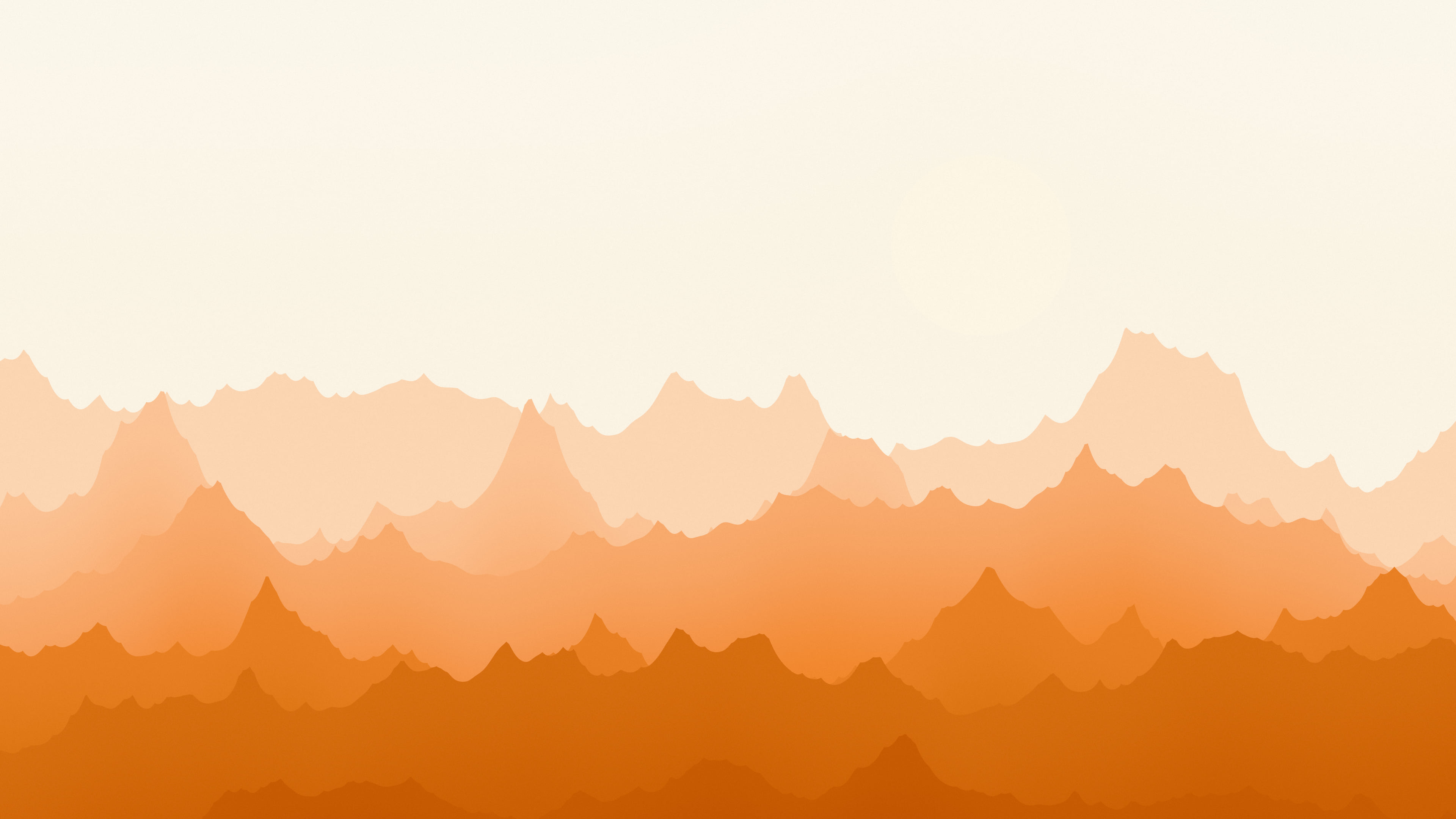 Orange and Cream Minimalist Mountain Landscape desktop wallpaper in 4K