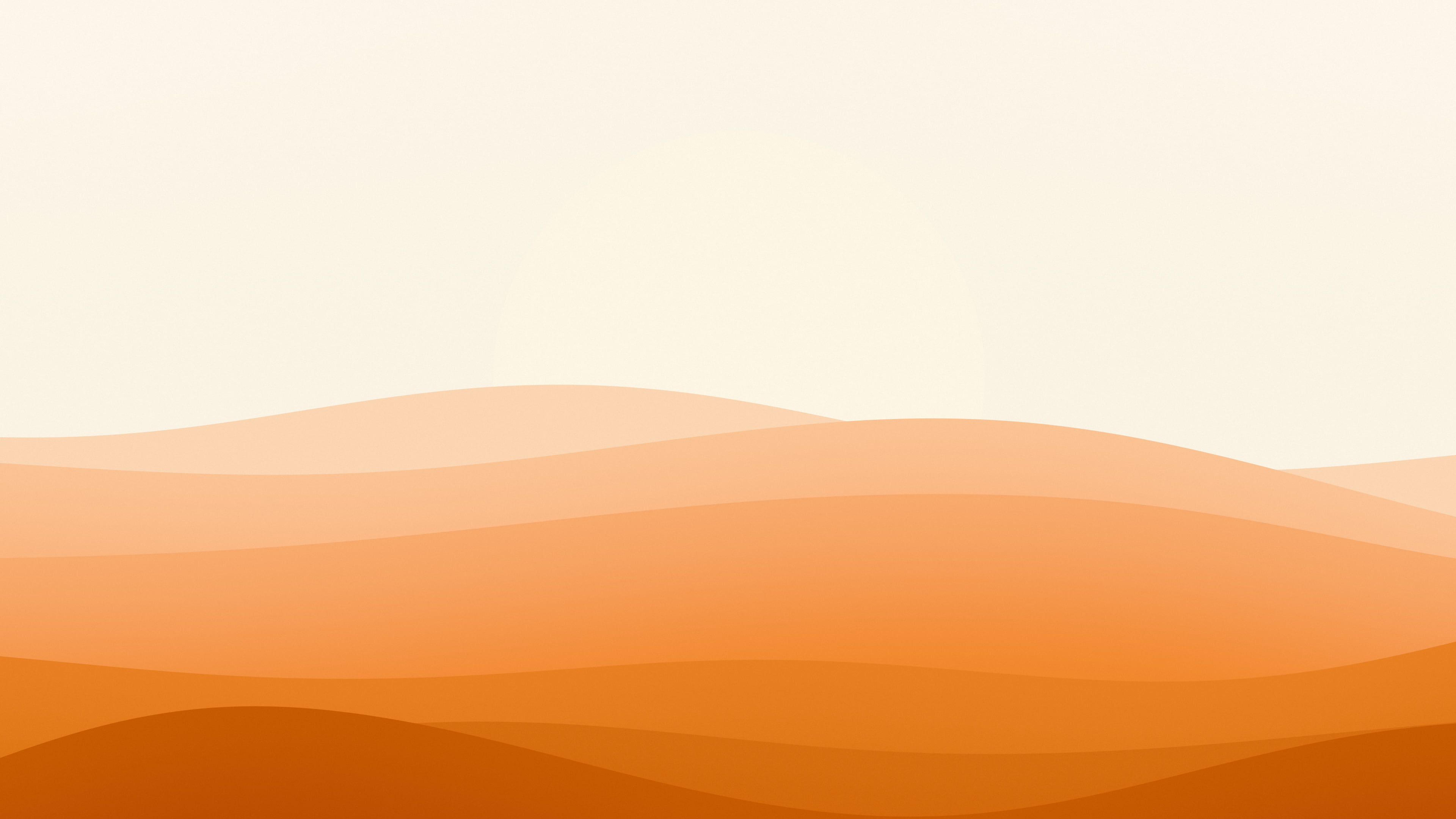 Orange and Cream Minimalist Sunset Hills desktop wallpaper in 4K