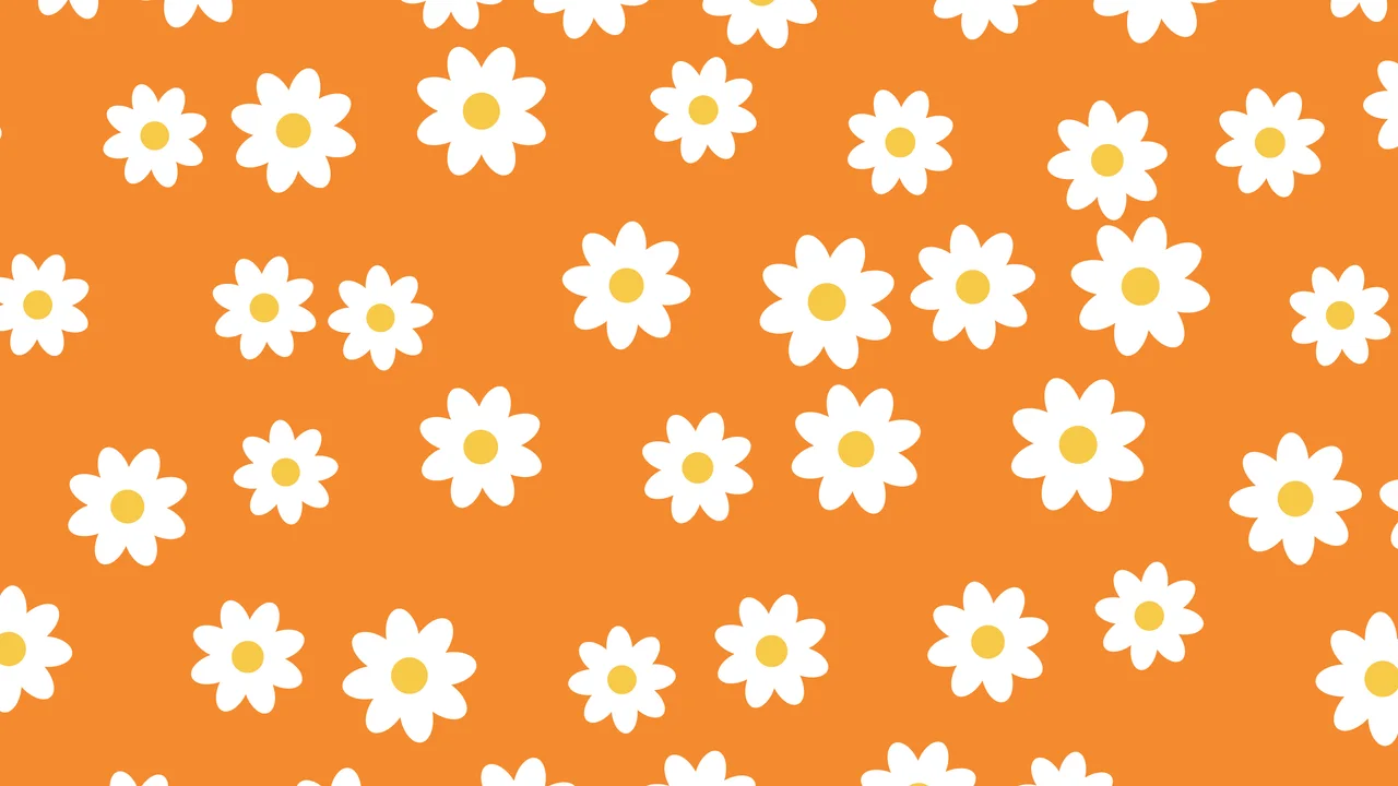 Orange Daisy Flower Pattern desktop wallpaper in 4K