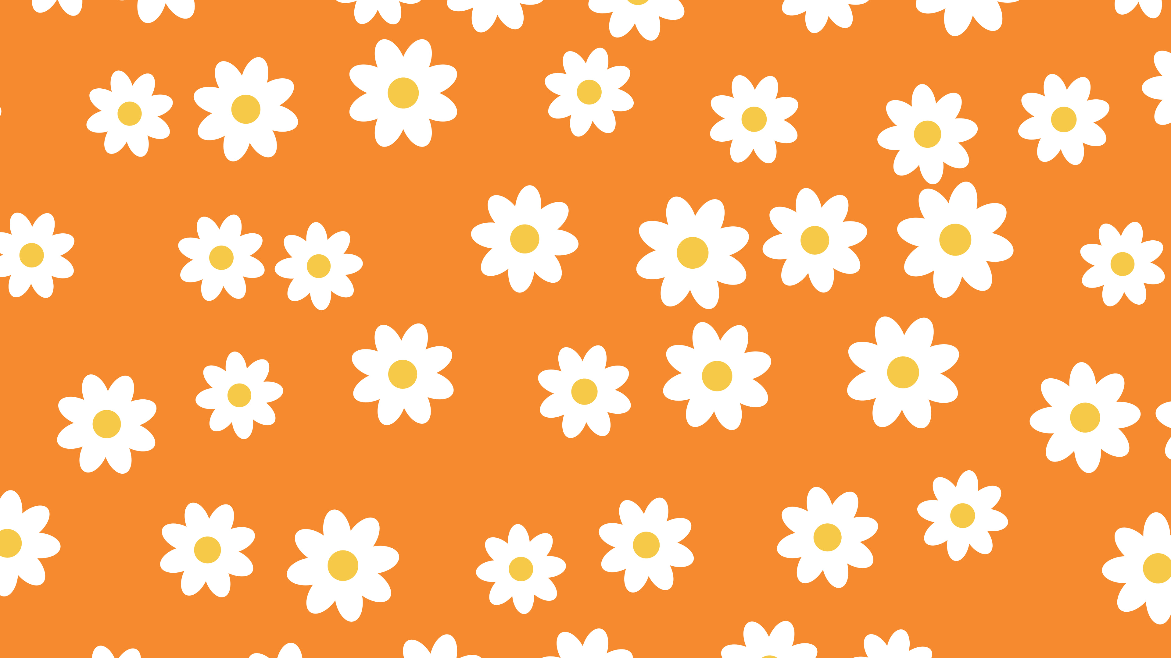 Orange Daisy Flower Pattern desktop wallpaper in 4K